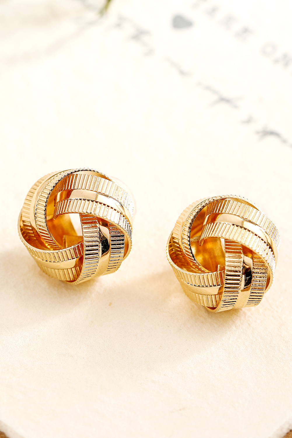Gold Plated Textured Knot Stud Earrings - loveforevers