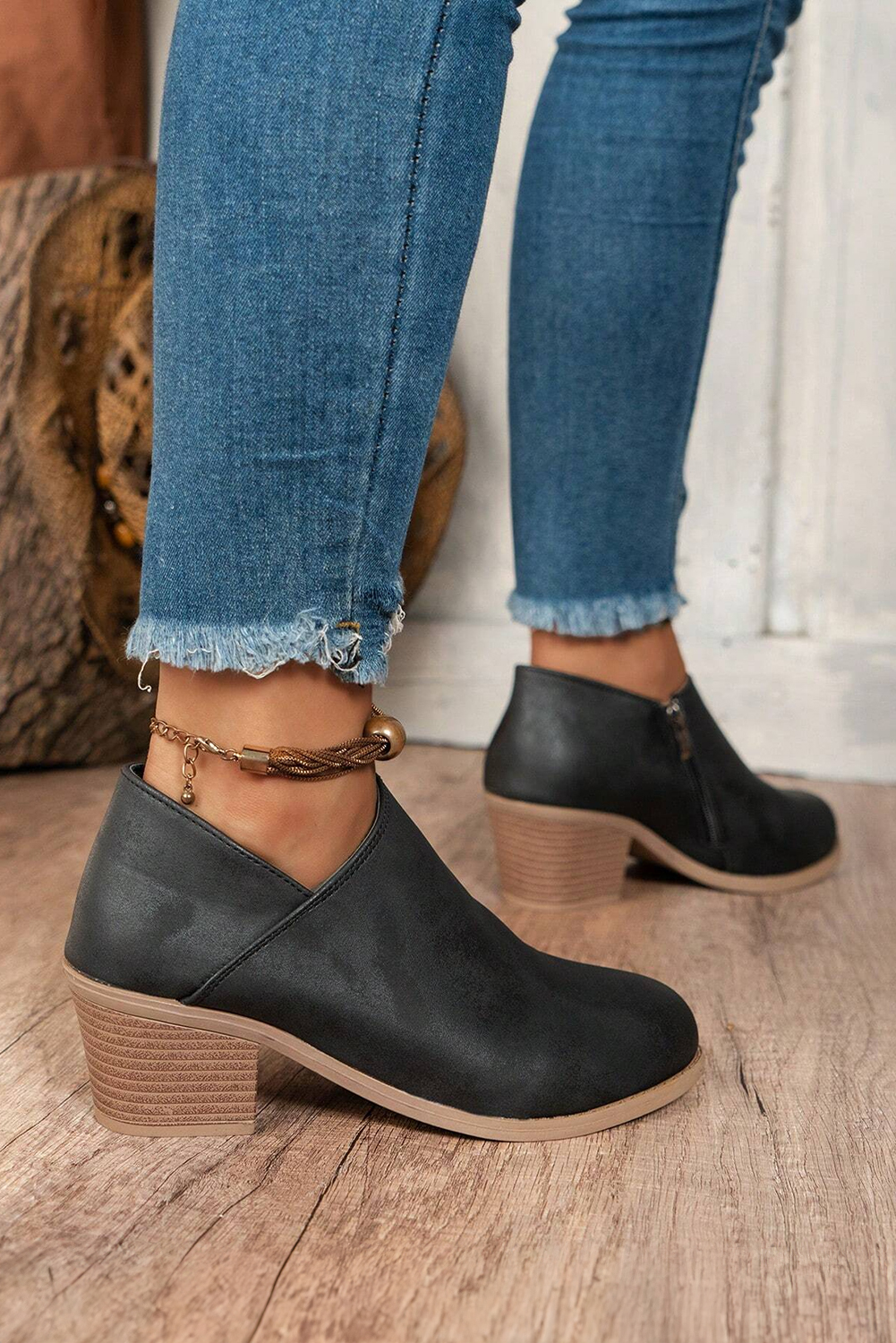 Philippine Gray Tulip Opening Suede Ankle Boots - loveforevers