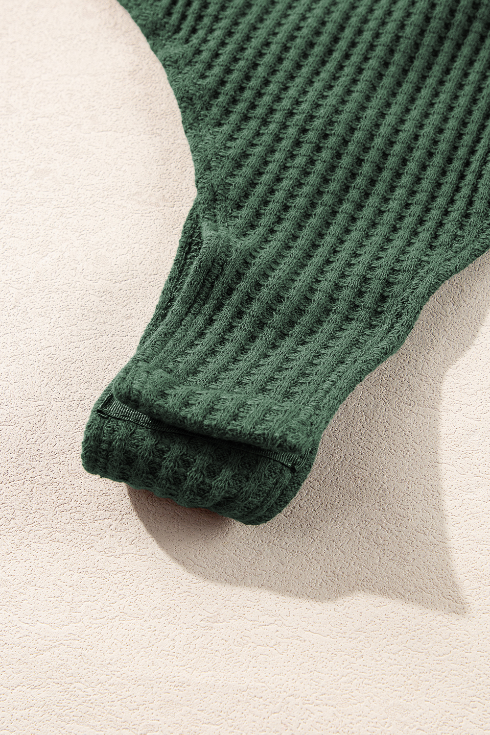 Blackish Green Waffle Knit Slim Fit Wrap V Neck Bodysuit - loveforevers