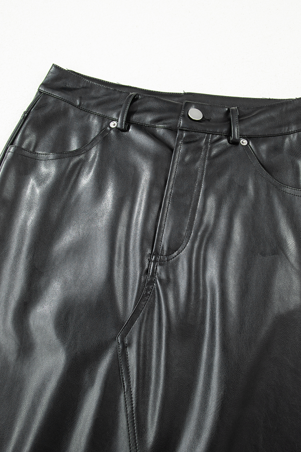 Black Faux Leather Side Slit Maxi Skirt - loveforevers