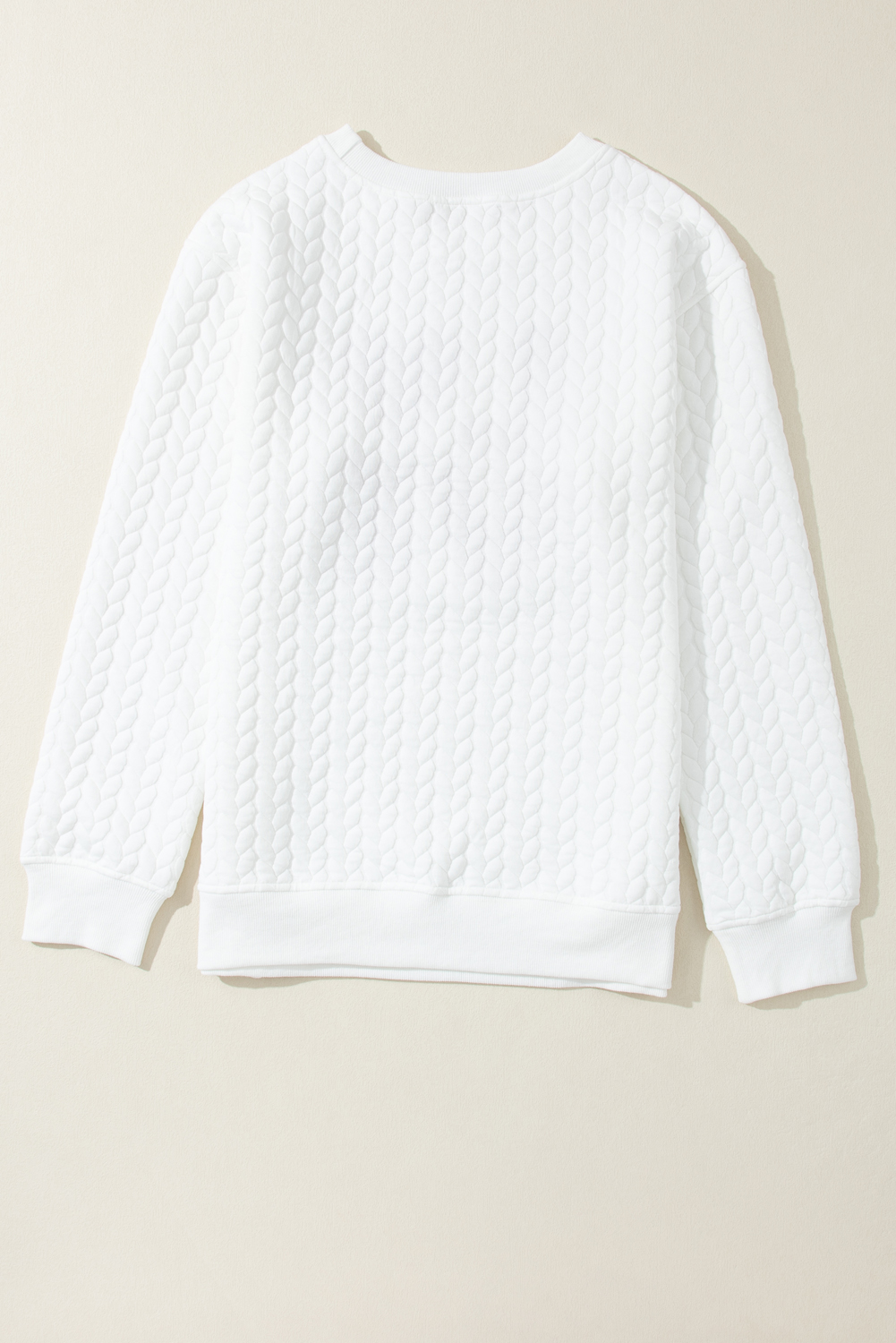 White LOVE Chenille Embroidered Cable Knit Pullover Sweatshirt - loveforevers