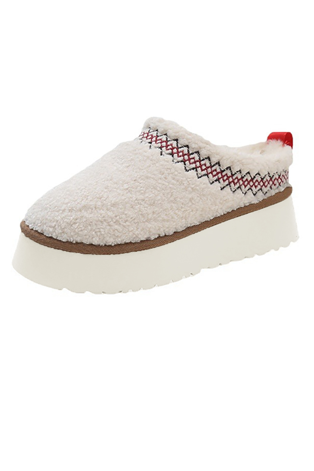 Oatmeal Embroidered Sherpa Plush Thick Sole Snow Boots - loveforevers