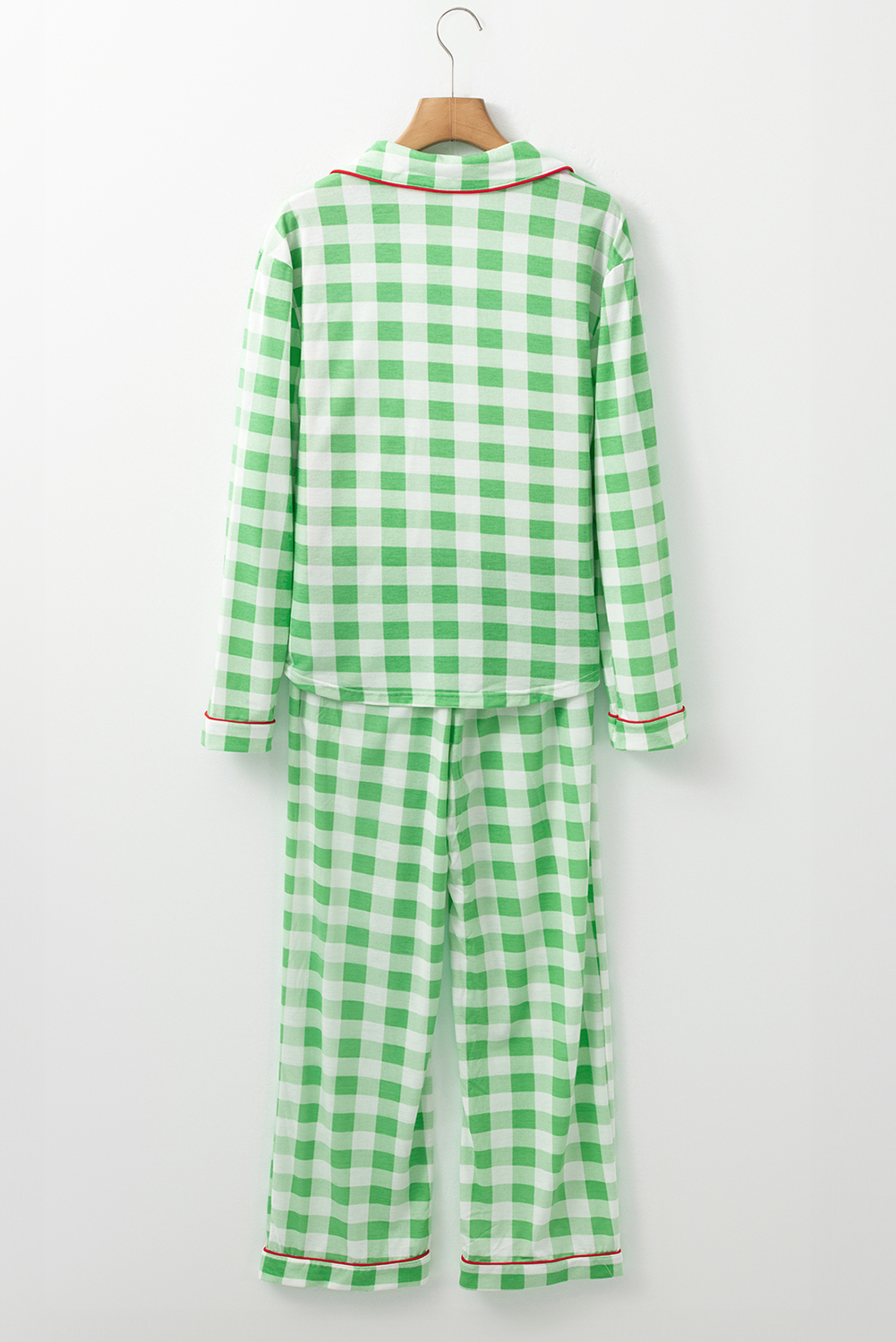 Fiery Red Christmas Plaid Print Shirt and Pants Pajama Set - loveforevers