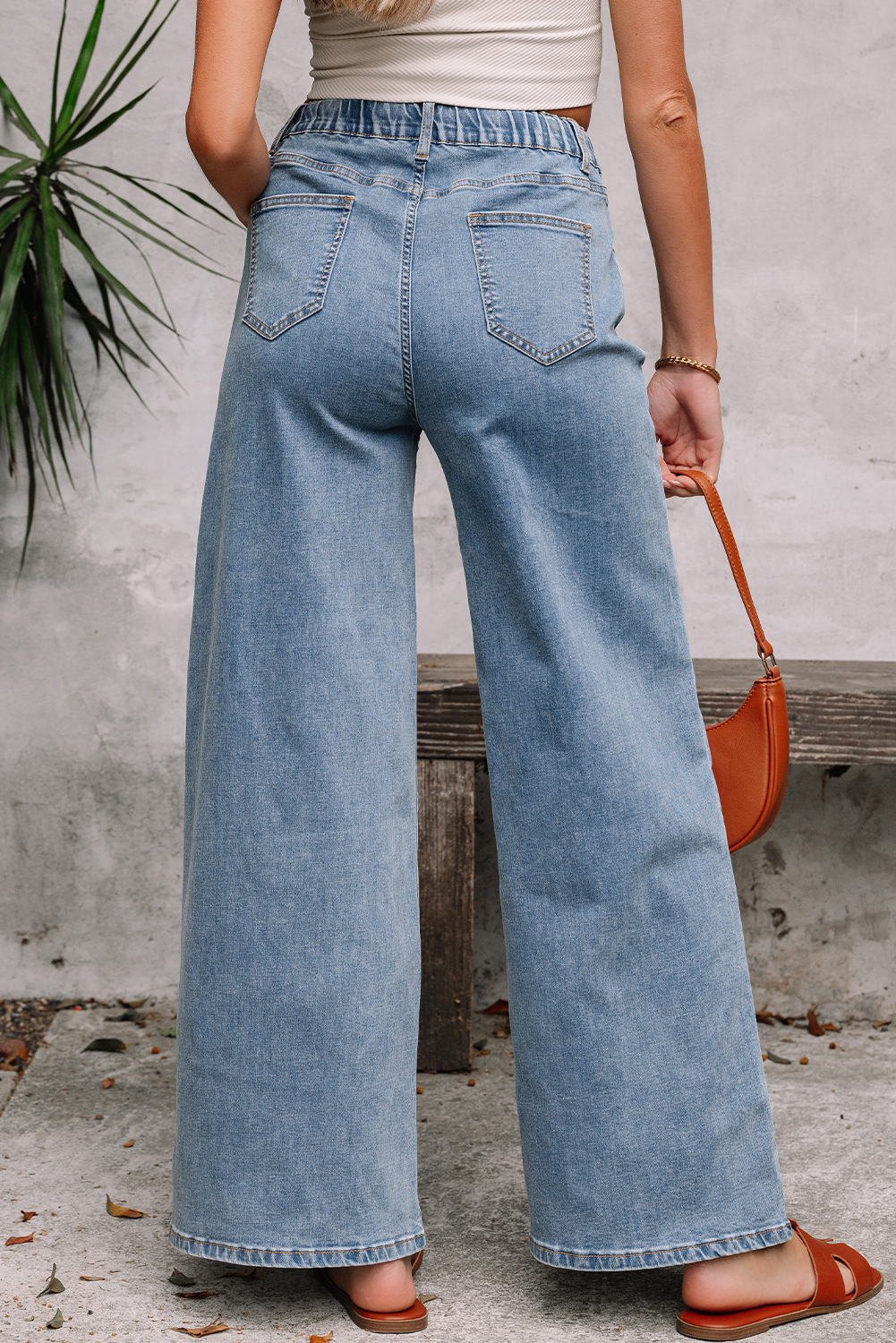 Dusk Blue Medium Wash Super Wide Leg Denim Pants - loveforevers