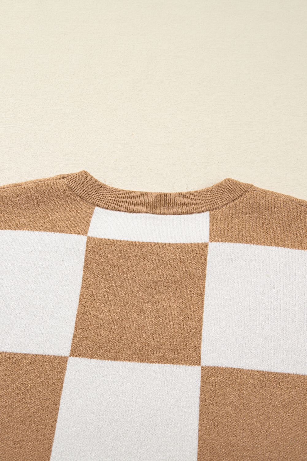 Black Checkered Pattern Loose Drop Shoulder Half Sleeve Sweater - loveforevers