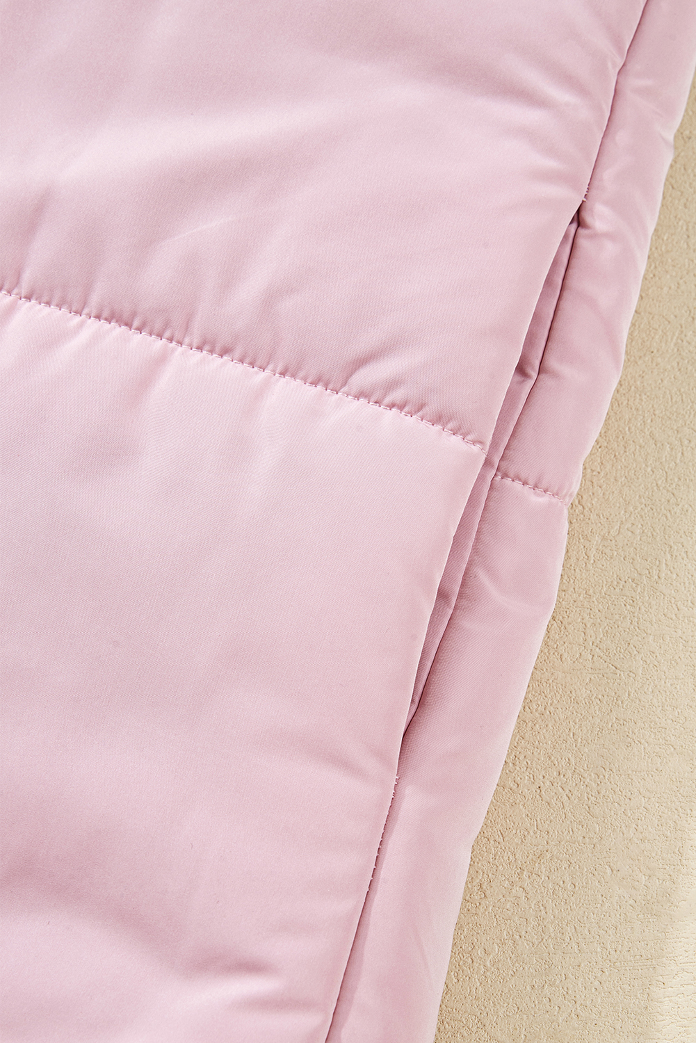 Pink Stand Neck Flutter Sleeve Snap Button Puffer Vest - loveforevers