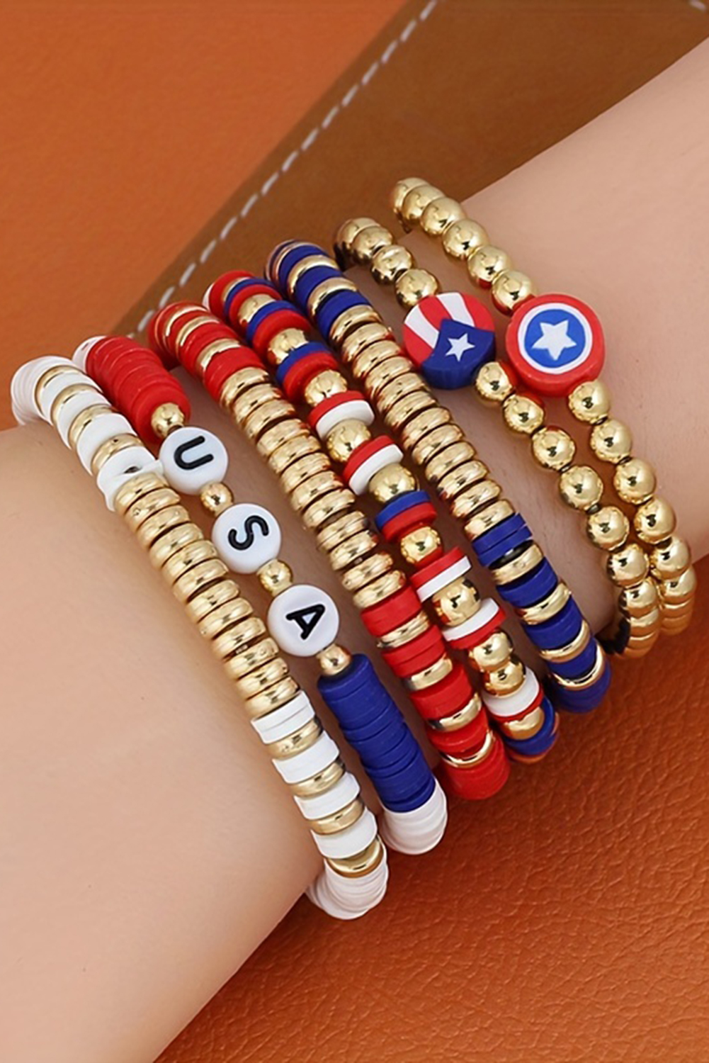 Gold USA Multi Beading Layered Bracelet - loveforevers
