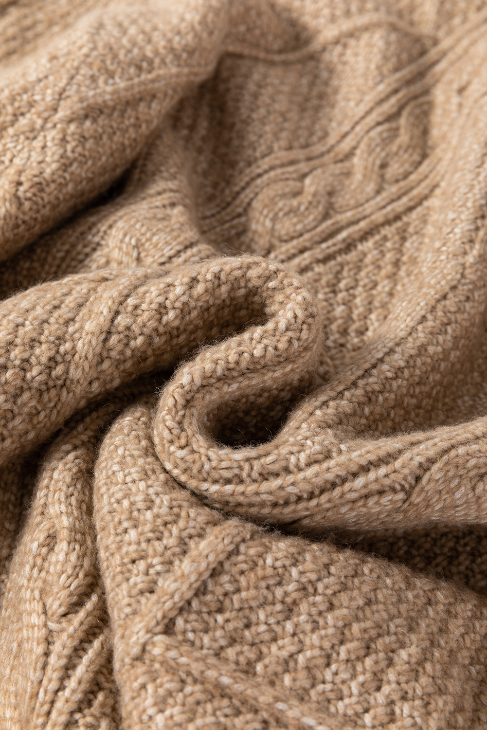 Parchment Cable Knit Drop Shoulder Loose Fit Sweater Dress - loveforevers