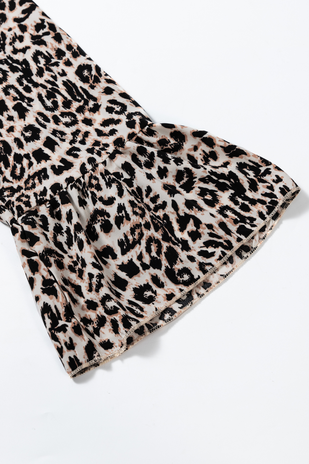 Apricot Leopard Print Tiered Wide Sleeve Maxi Dress - loveforevers