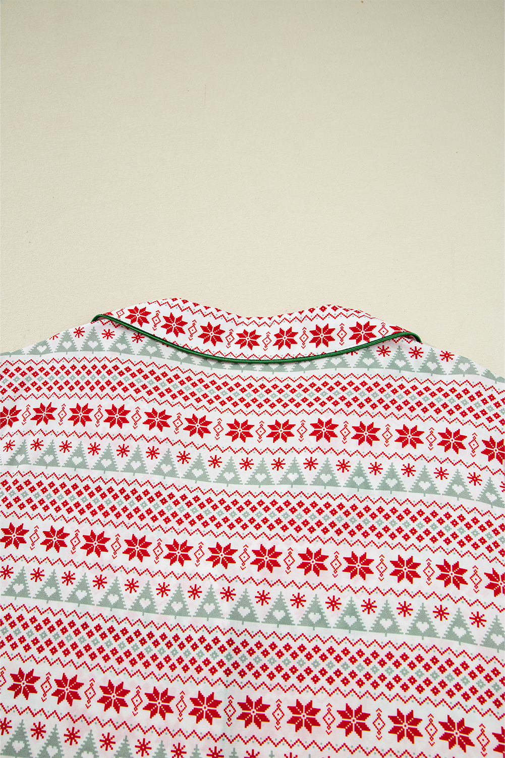 White Christmas Pattern Print Shirt Style Long 2pcs Pajama Set - loveforevers