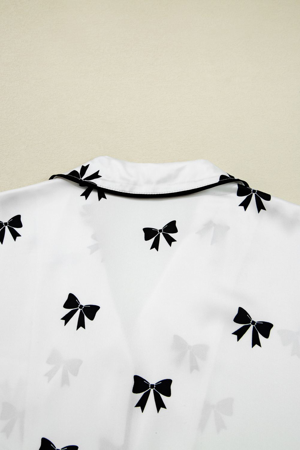 White Bows Print Two Piece Sleepwear - loveforevers