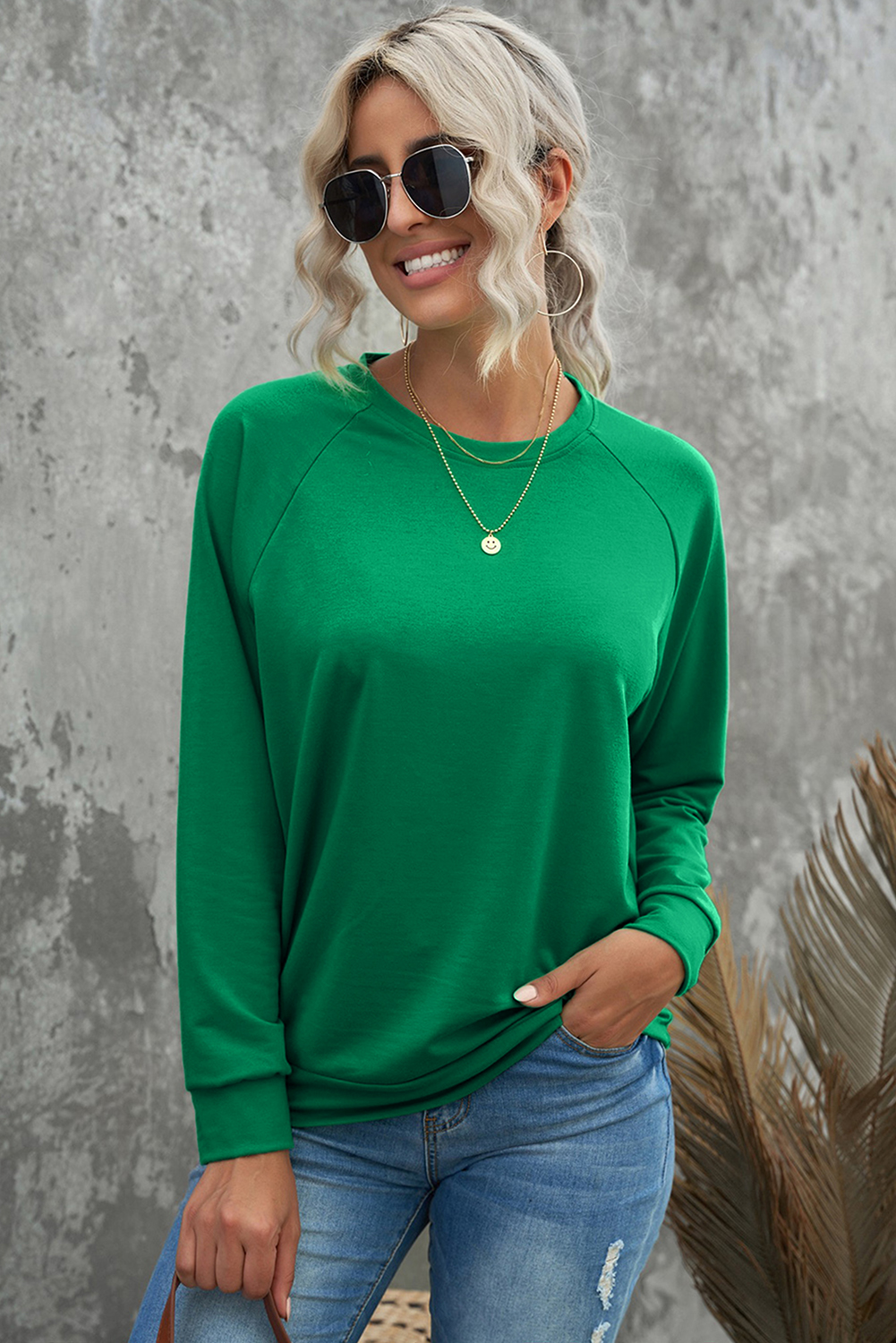 Green Sequin Christmas Candy Cane Graphic Crewneck Pullover Sweatshirt - loveforevers