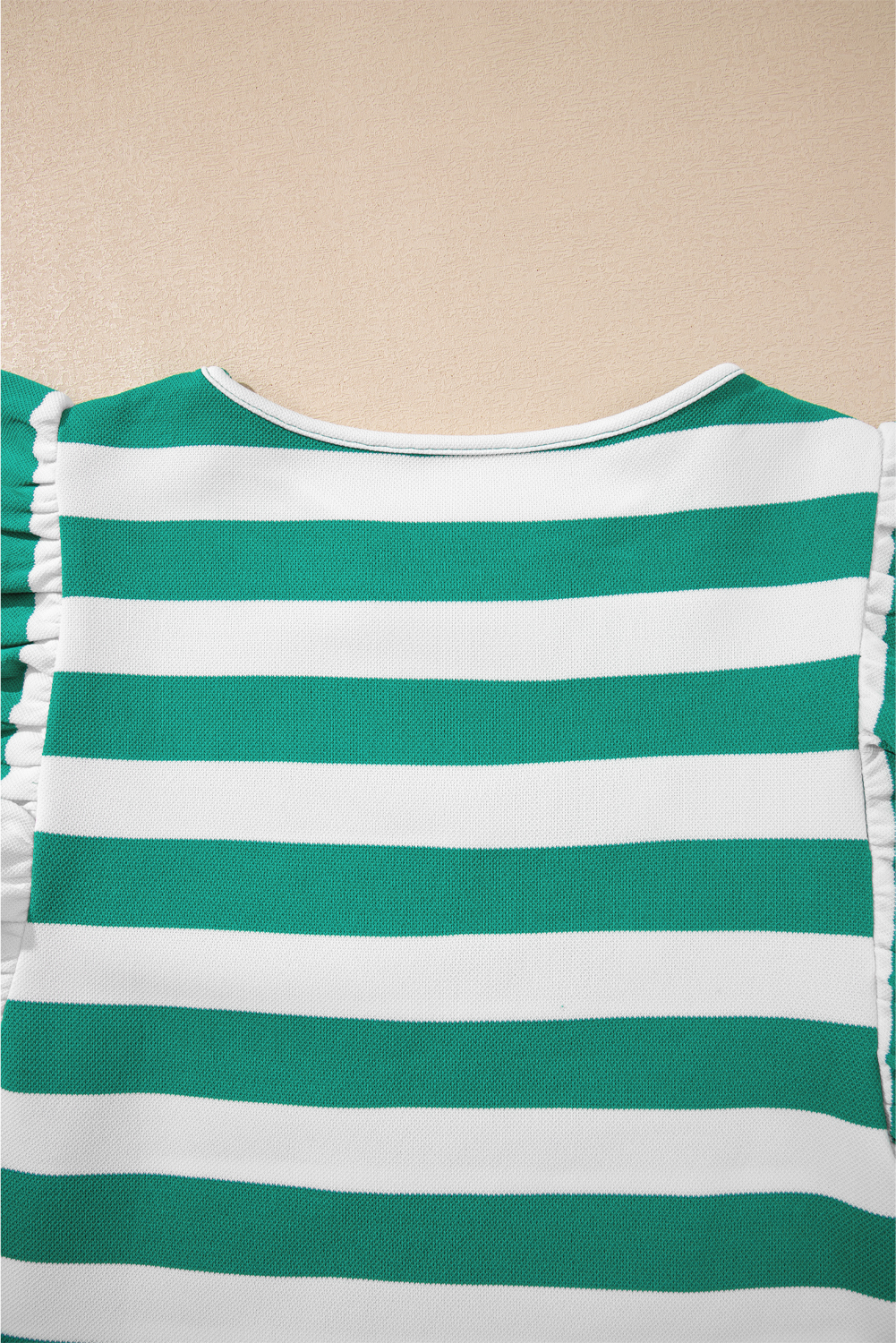Green Stripe Flutter Sleeve Round Neck Shift Dress - loveforevers