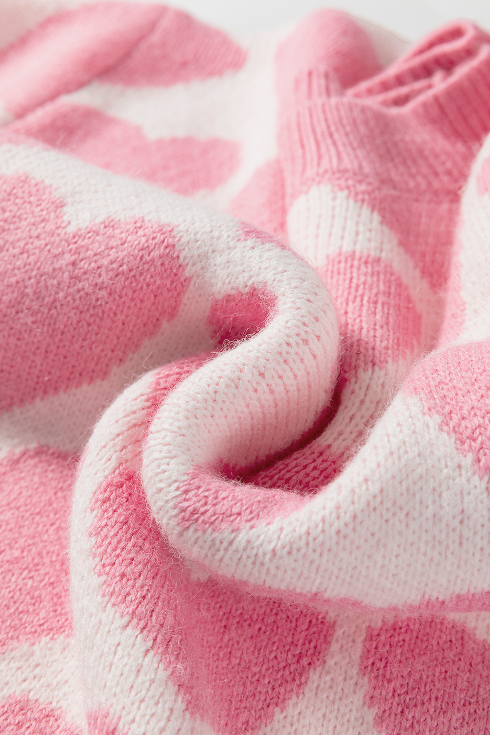 Strawberry Pink Valentine Heart Print Knit Sweater - loveforevers