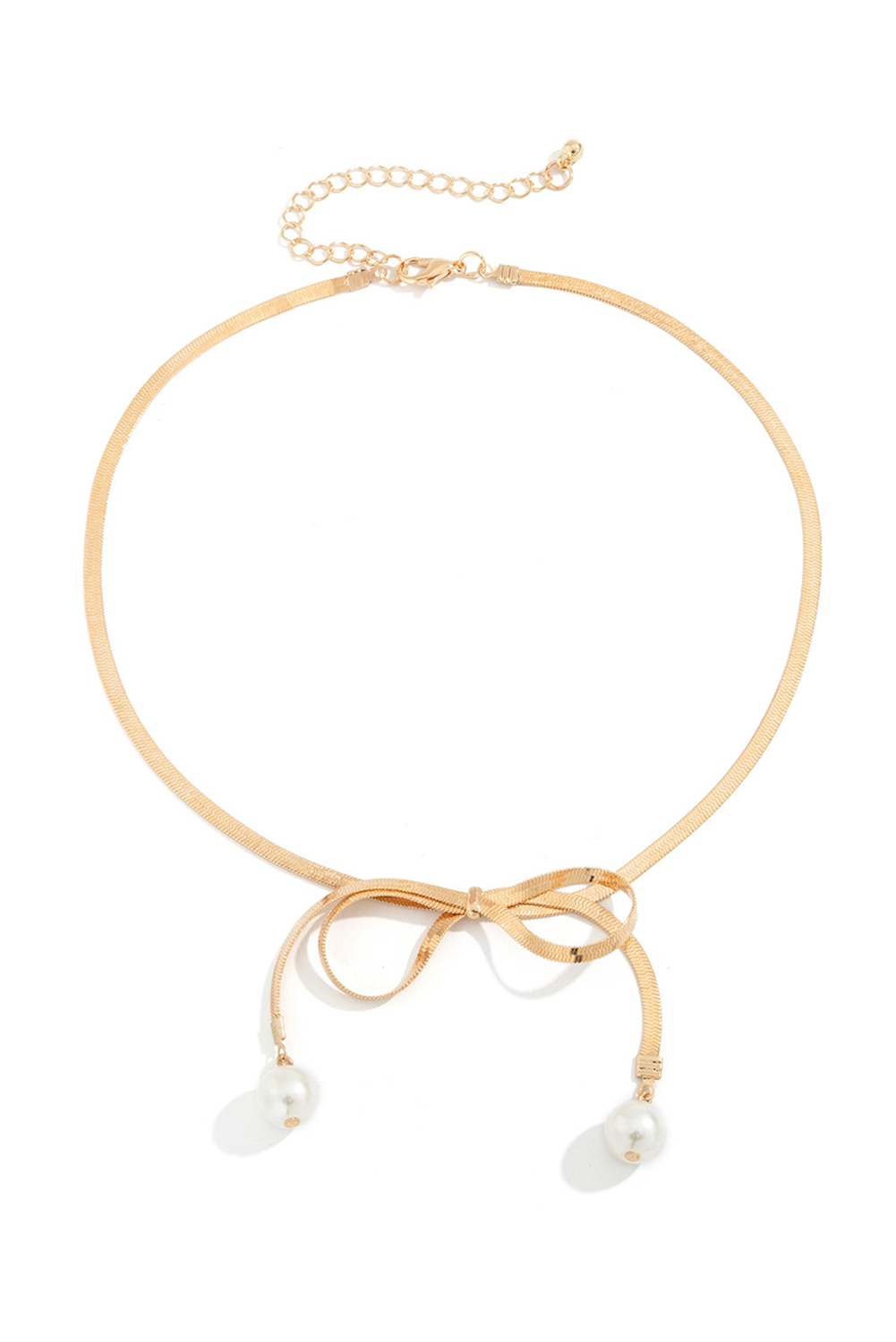 Gold Pearly Bow Plated Collarbone Necklace - loveforevers