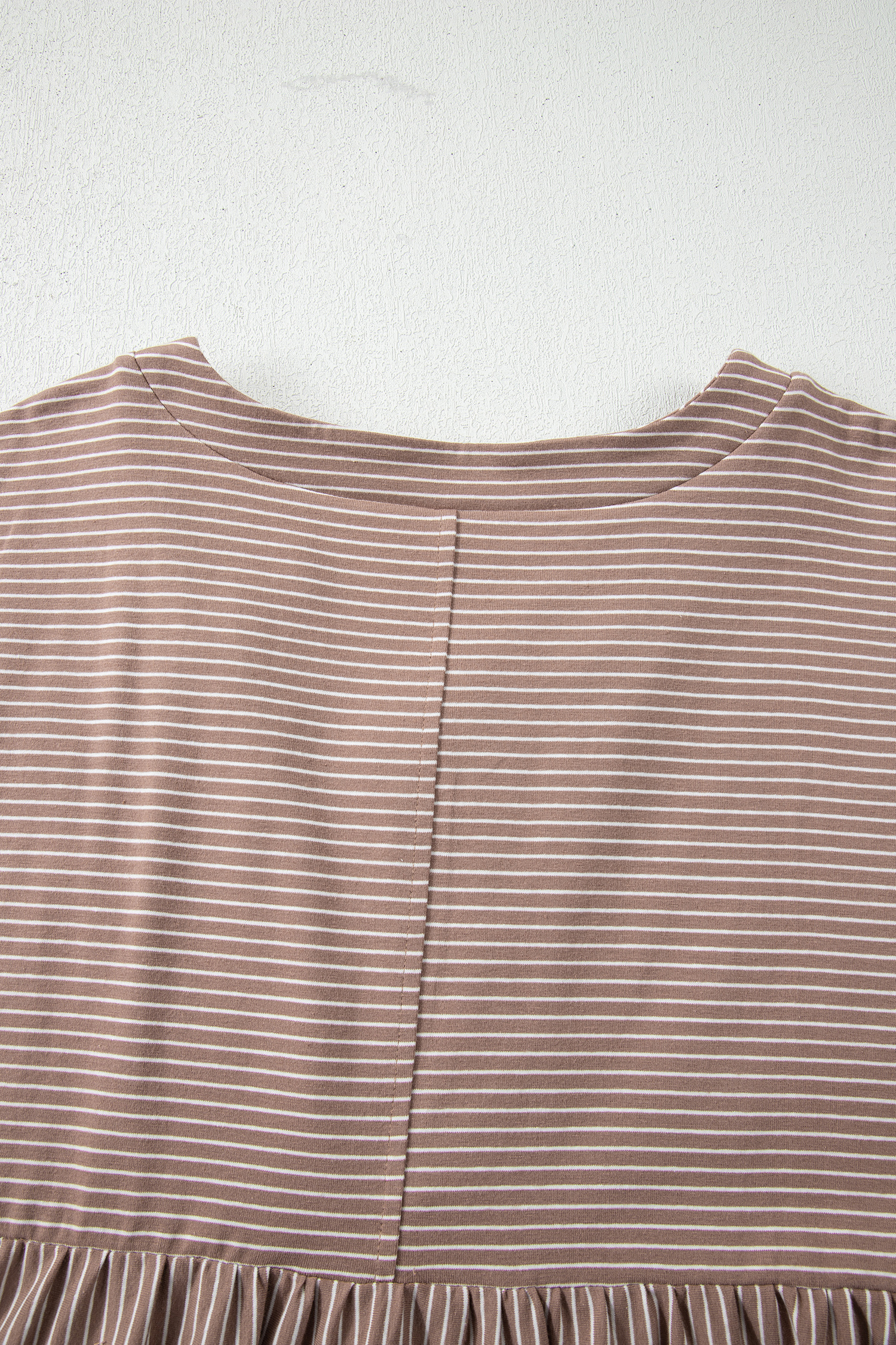 Khaki Stripe Buttoned V Neck High Low Side Slit T Shirt - loveforevers
