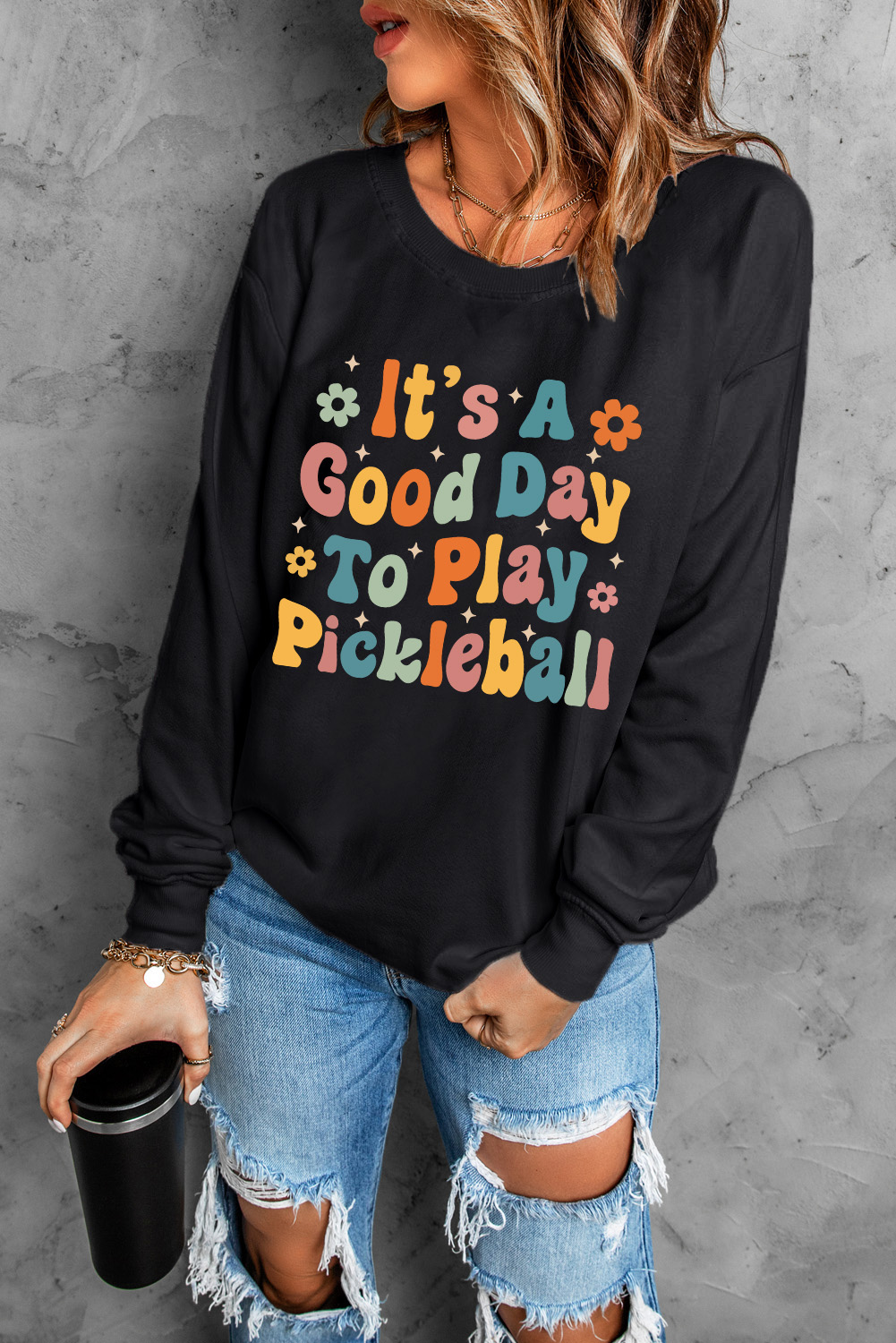 Black Its A Good Day To Play Pickleball Cute Graphic Sweatshirt - loveforevers