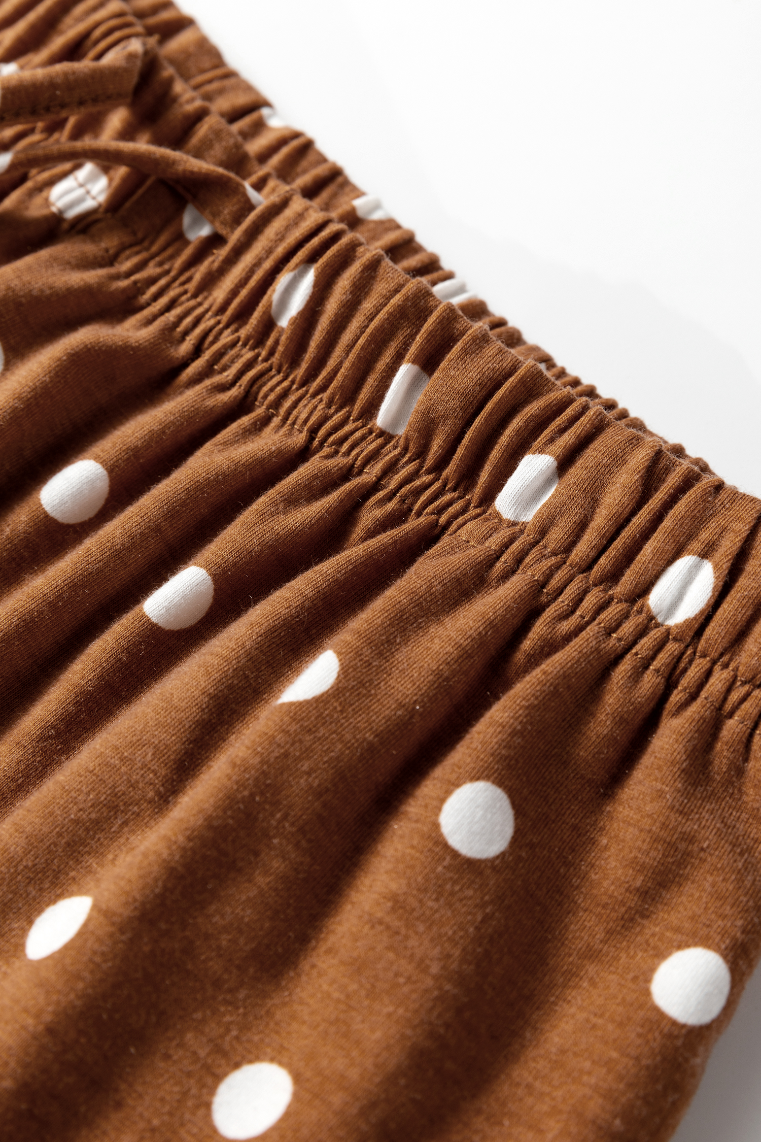 Brown Polka Dot Print Long Sleeve Shirt Pant 2pcs Pajama Set - loveforevers