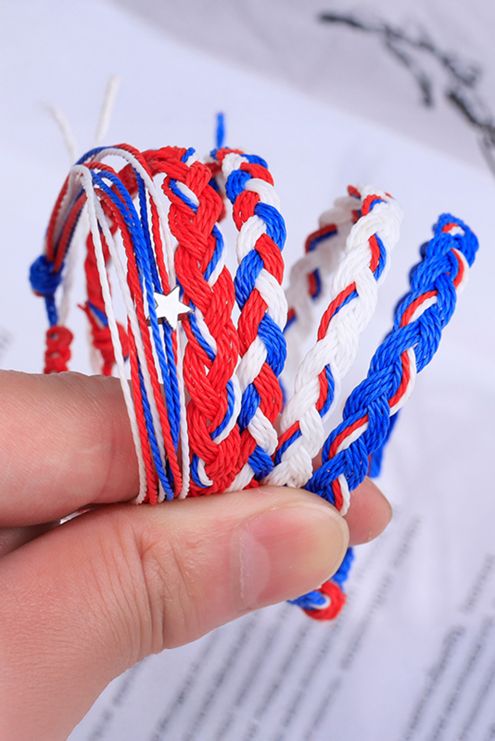 Blue Independent Day Braided Multi Layer Bracelet - loveforevers