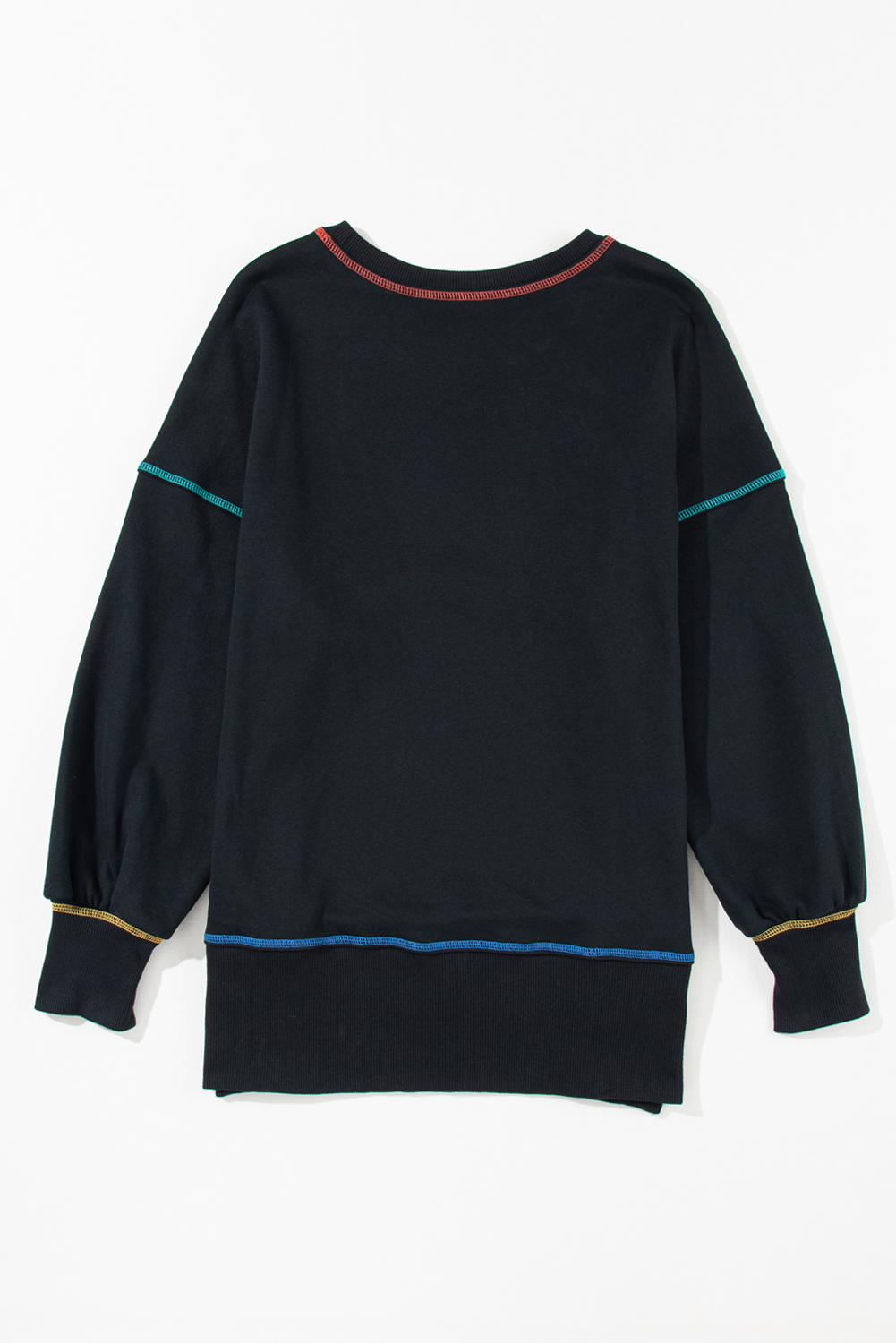 Contrast Stitching Split Baggy Sweatshirt - loveforevers
