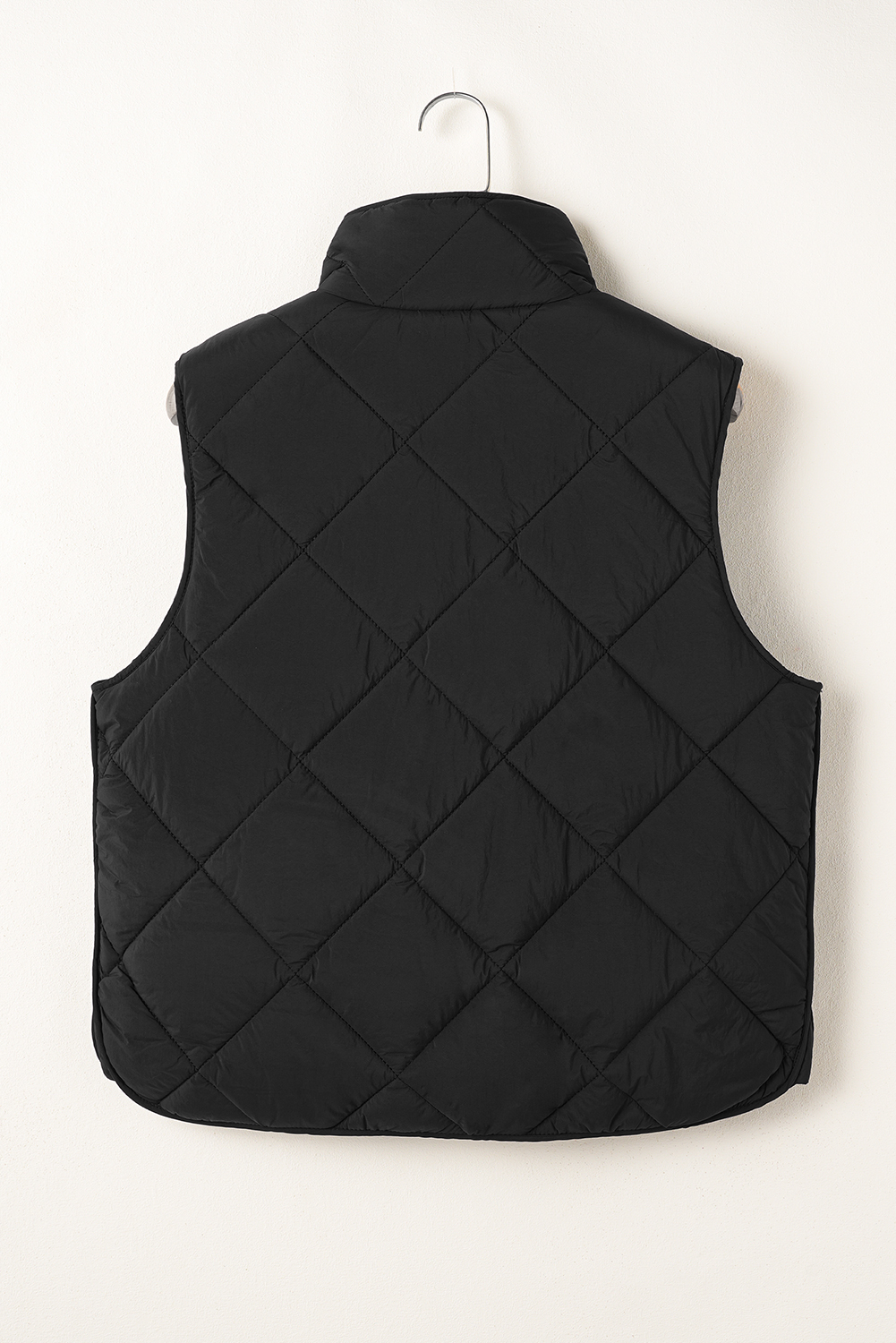 Beige Quilted High Neck Button Up Pocket Vest Coat - loveforevers