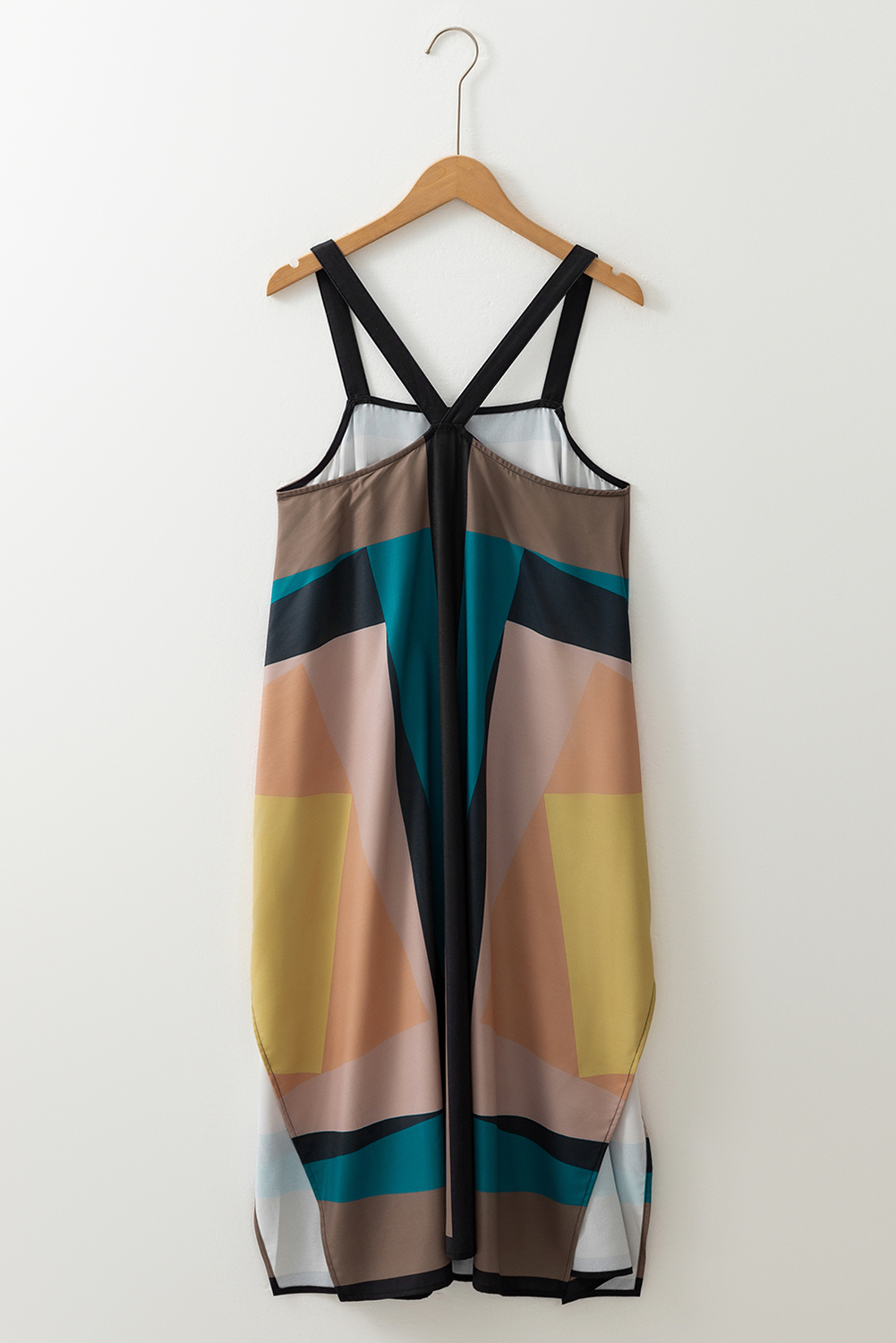 Brown Retro Geometric Printed Y Back Sleeveless Dress - loveforevers