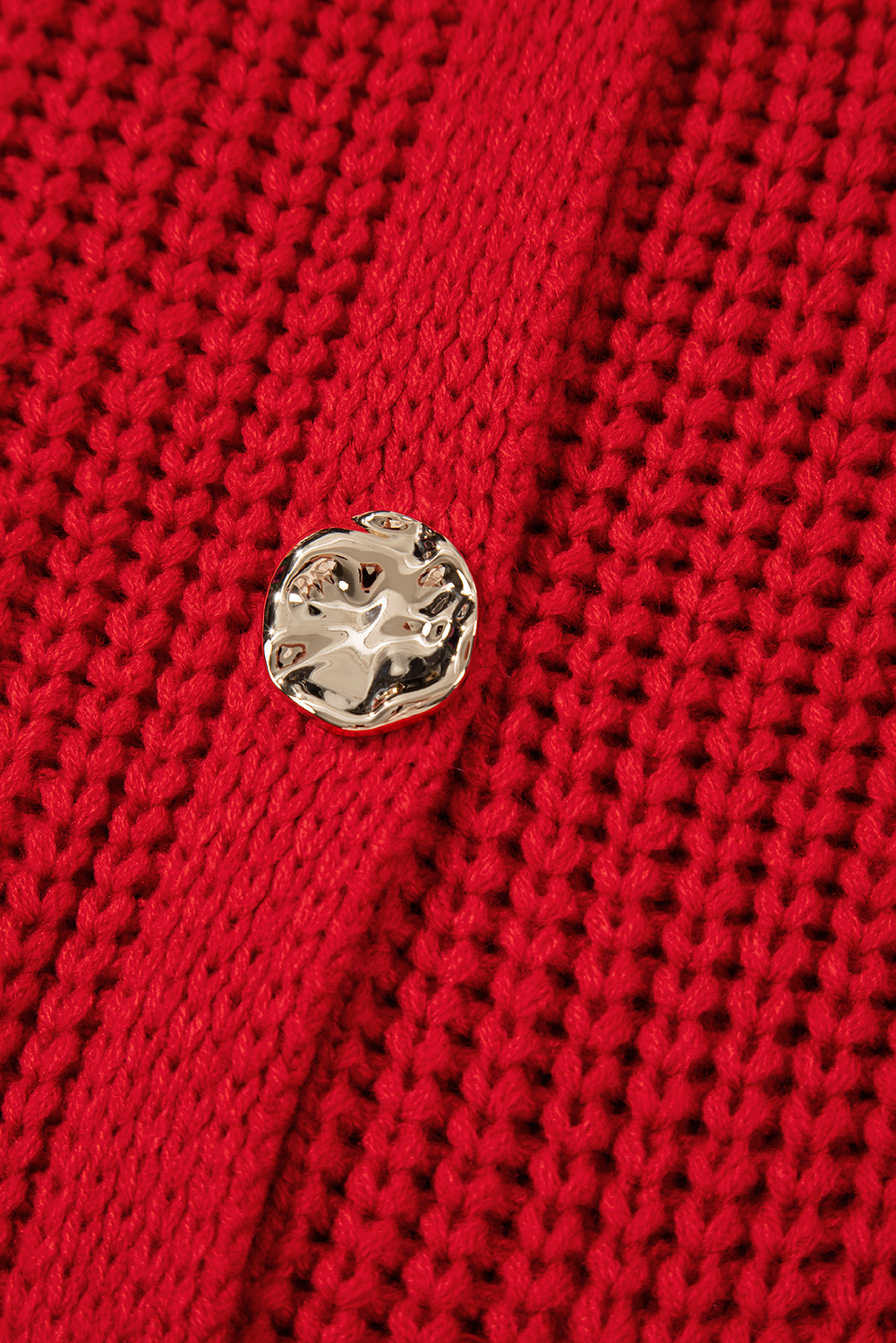 Fiery Red Solid Textured Knit Side Pockets Buttoned Sweater Vest - loveforevers
