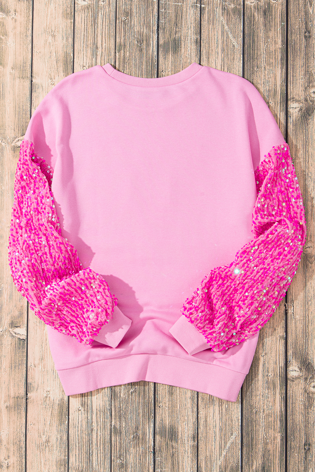 Pink Shiny Father Christmas Graphic Sequin Long Sleeve Top - loveforevers