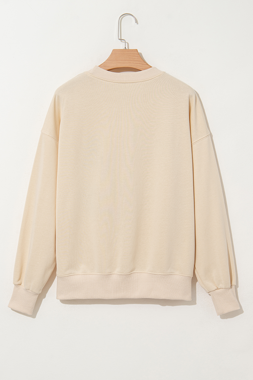 Apricot THANKS Chenille Embroidered Drop Shoulder Graphic Sweatshirt - loveforevers