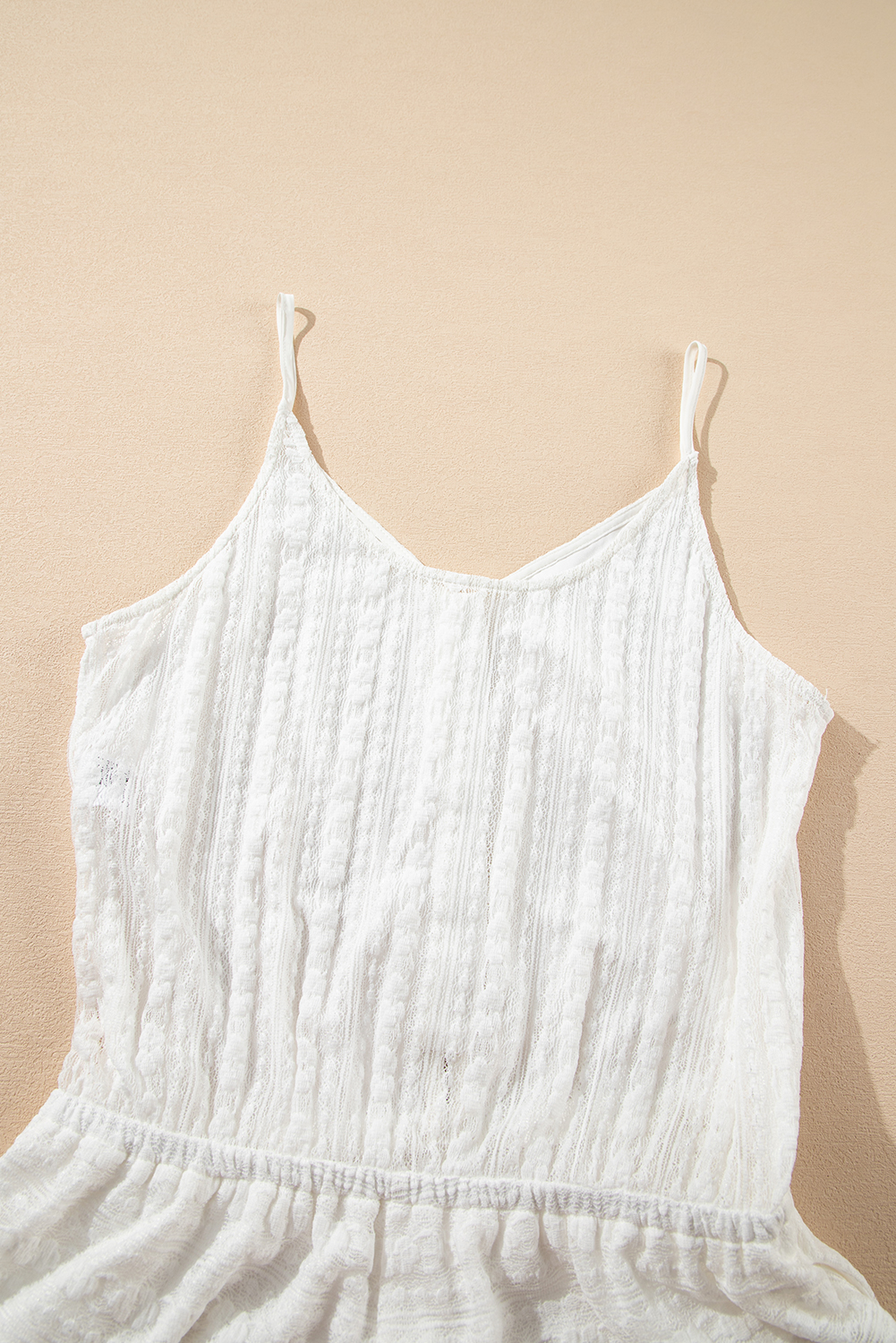 White Lace Spaghetti Strap V Neck Loose Fit Romper - loveforevers