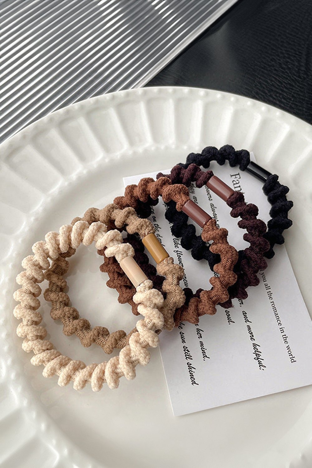 Coffee 5pcs Spiral High Elastic Hair Tie - loveforevers