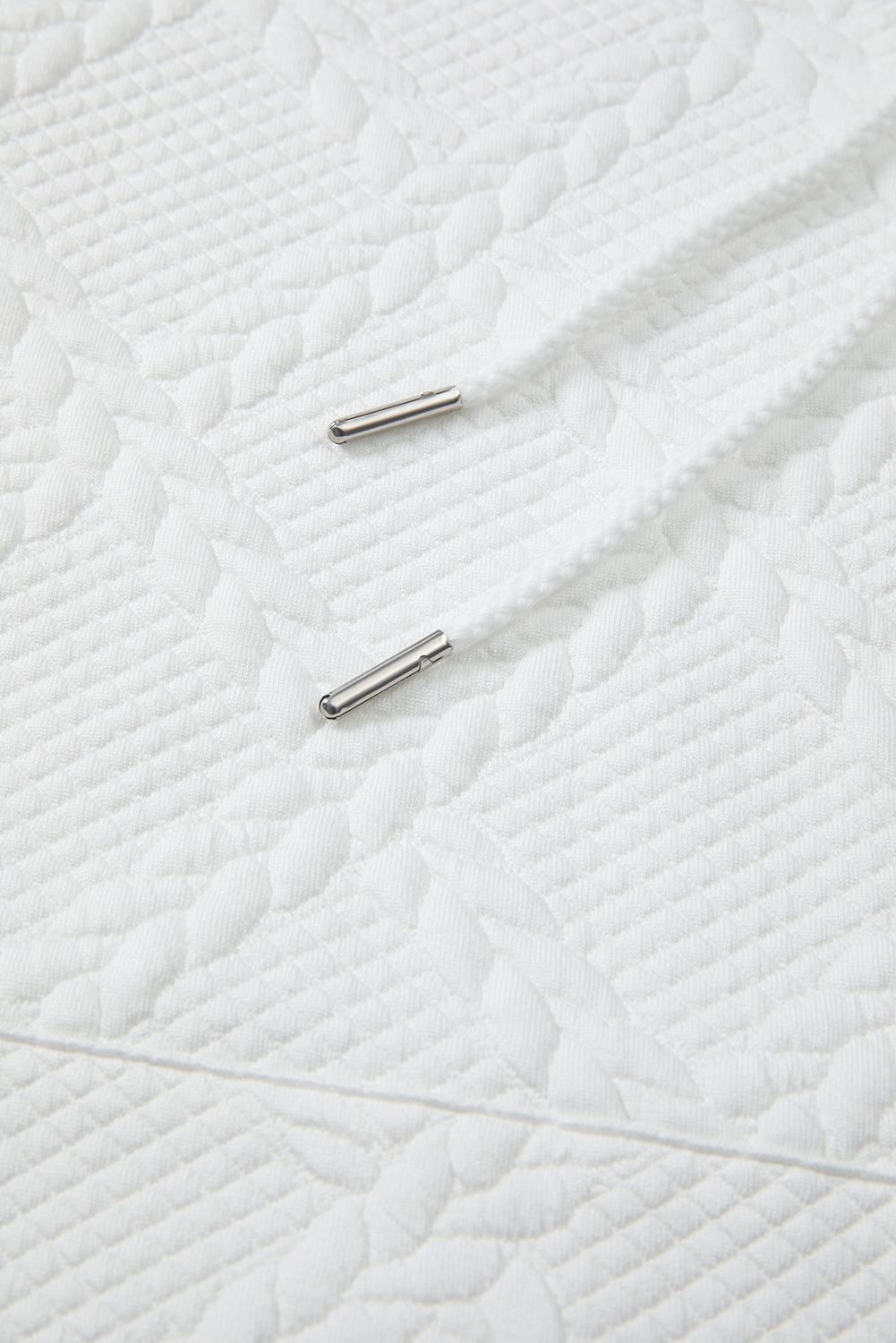 White Cable Lattice Texture Kangaroo Pocket Hoodie - loveforevers