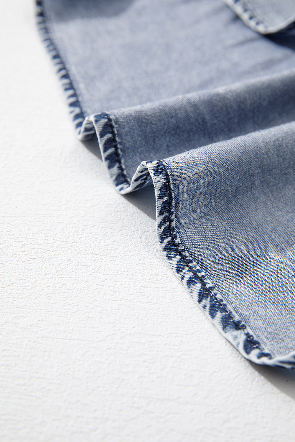 Ashleigh Blue Ruffled Shirred Neckline Sleeveless Denim Tank Top - loveforevers