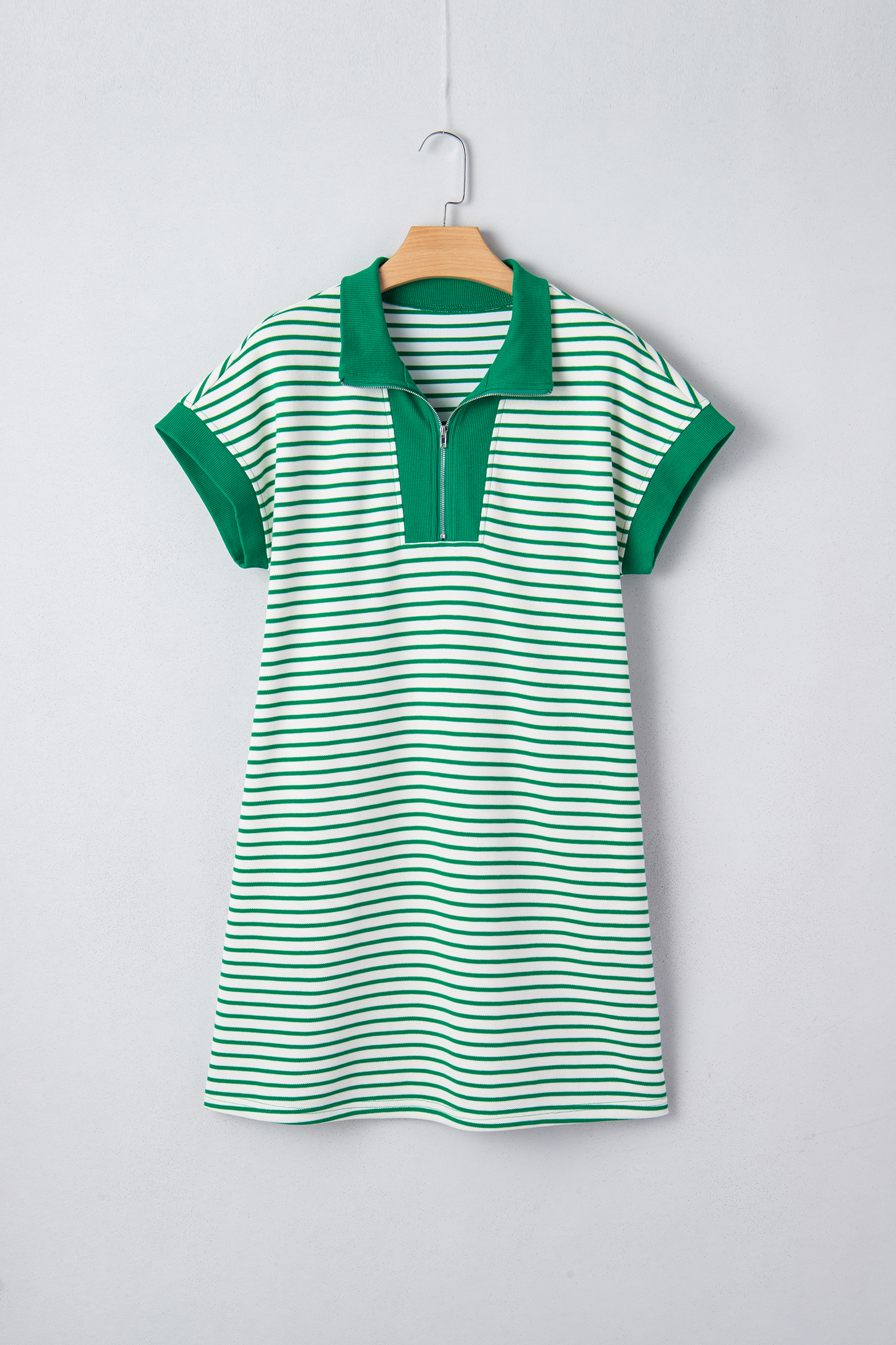 Green Stripe Magic St Patricks Day Sequin Graphic Zip Polo Tee Dress - loveforevers