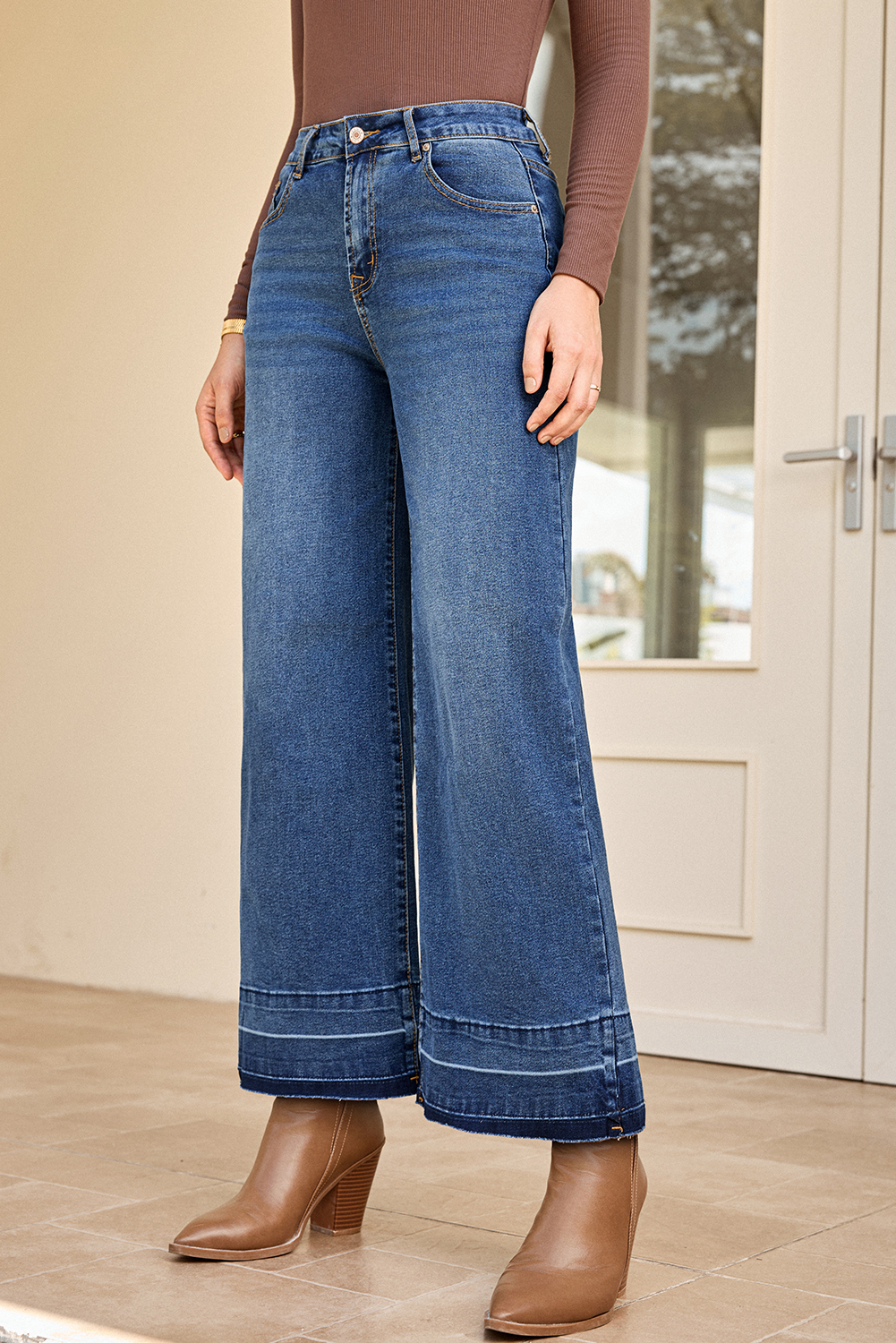 Gray Raw Hem Straight Leg Loose High Waist Jeans - loveforevers
