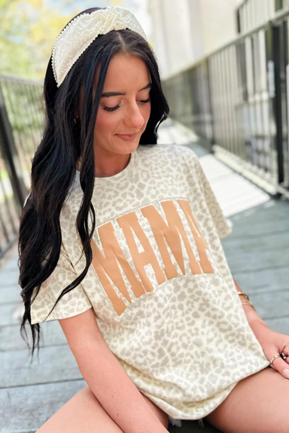 Yellow MAMA Letter Graphic Leopard Loose Tee - loveforevers