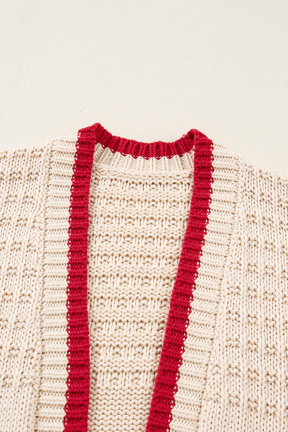 Apricot Bow Pattern Textured Open Front Baggy Cardigan - loveforevers