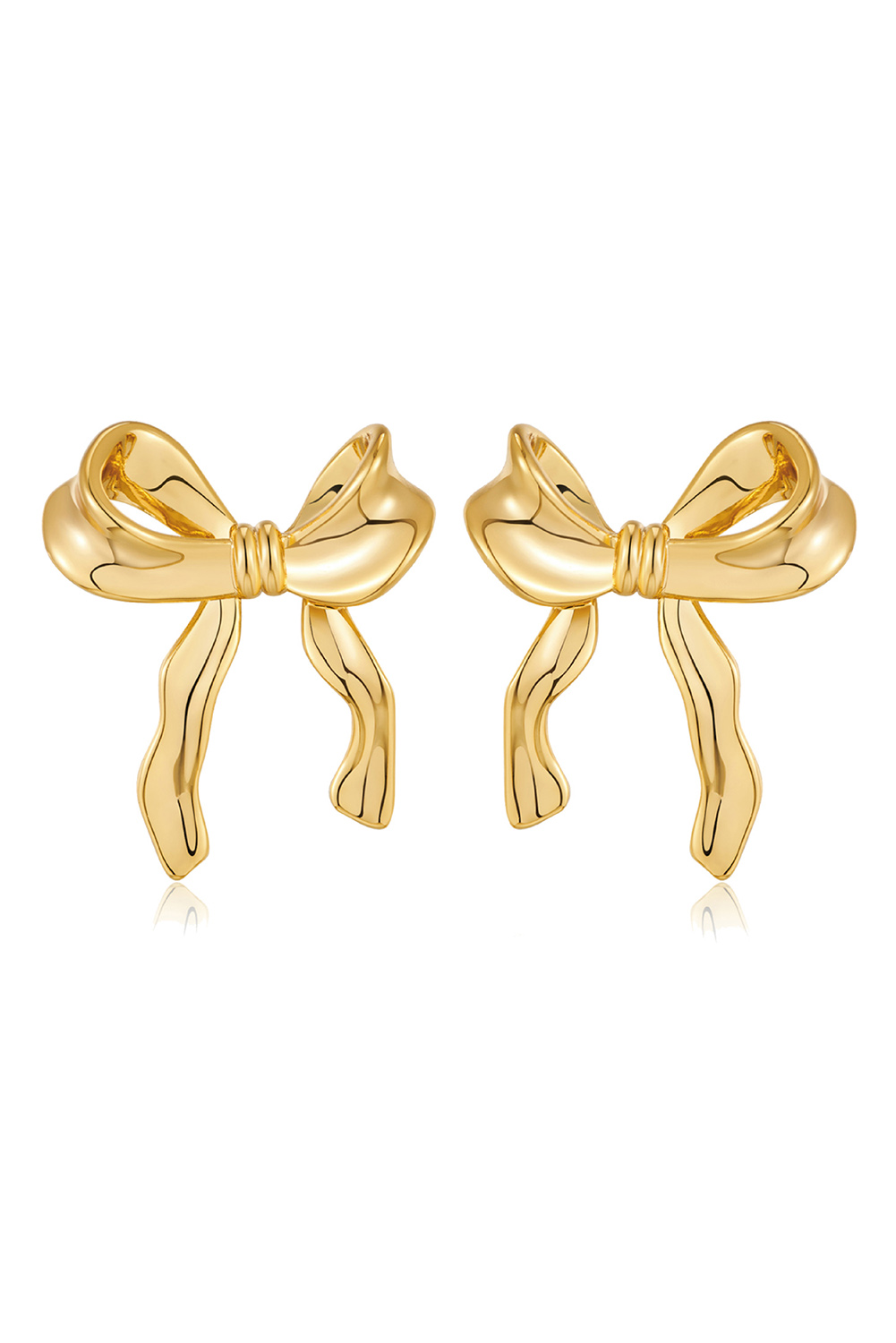 Gold Elegant Bow Design Plated Studded Earrings - loveforevers