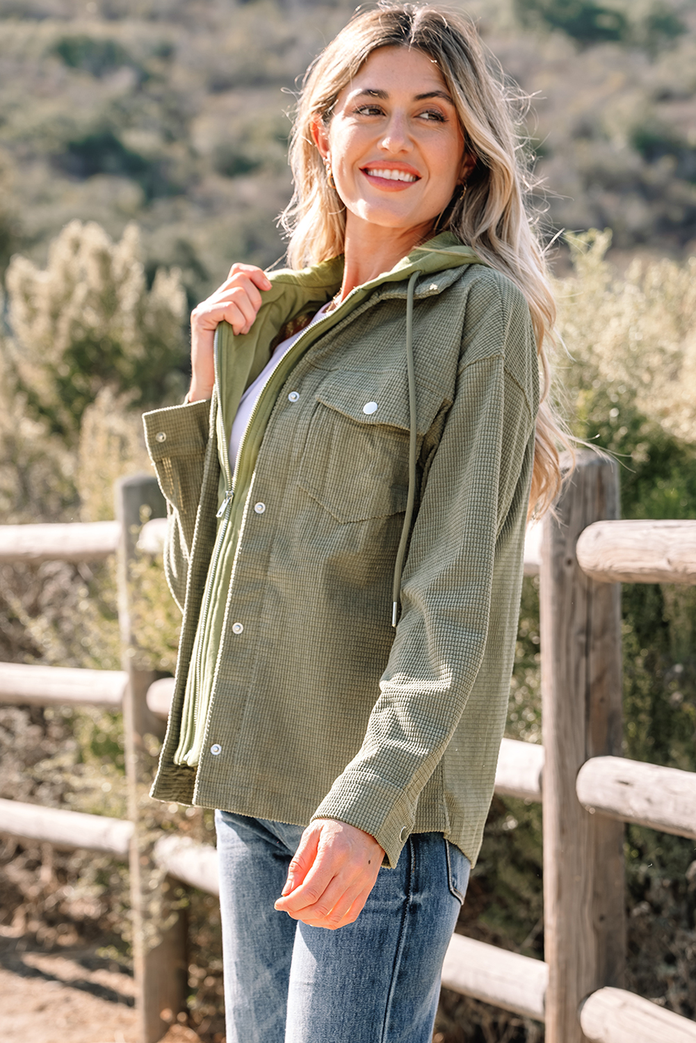 Sail Blue 2 in 1 Thermal Knit Textured Hooded Jacket - loveforevers