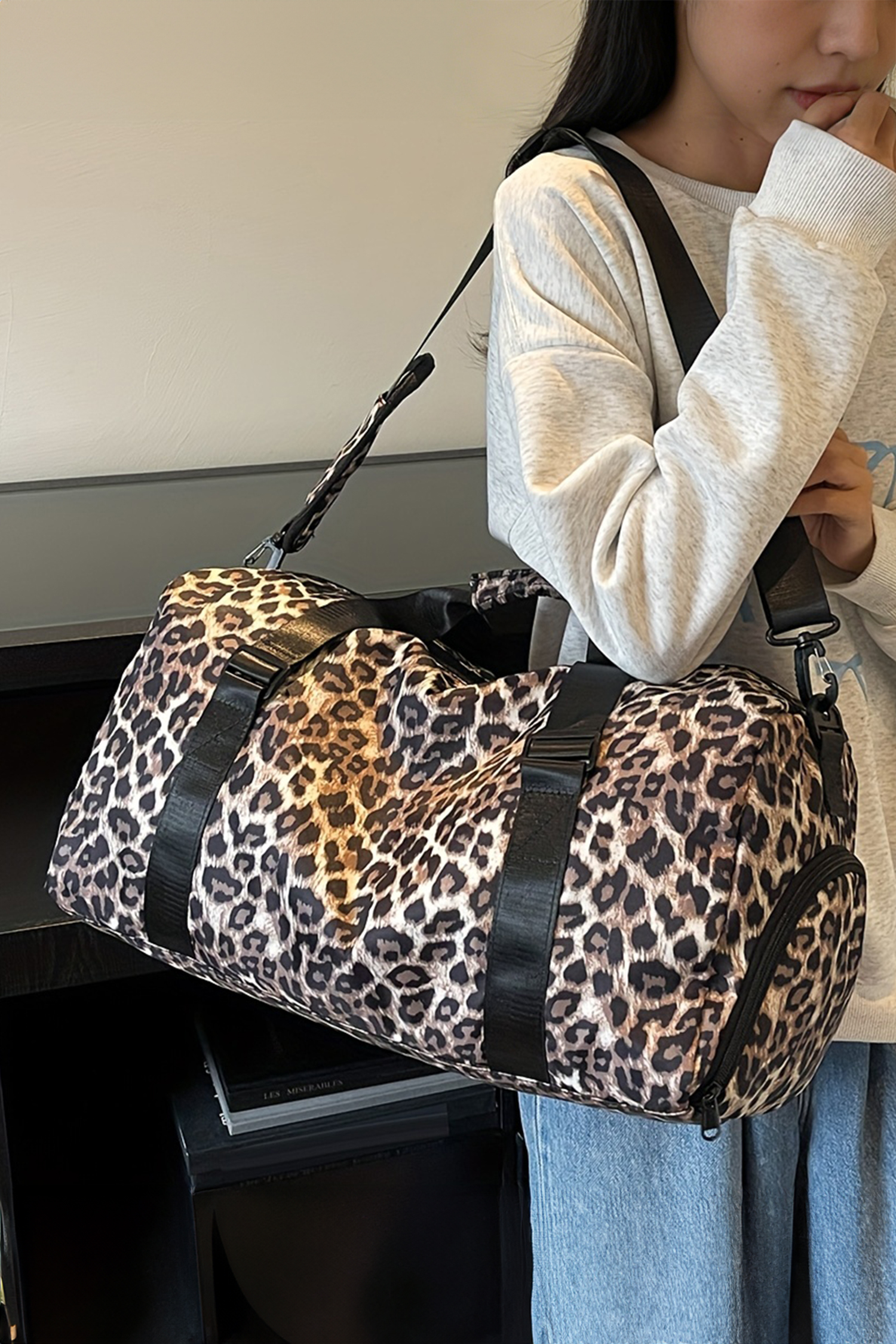 Coffee Leopard Large Travel Duffel Bag - loveforevers