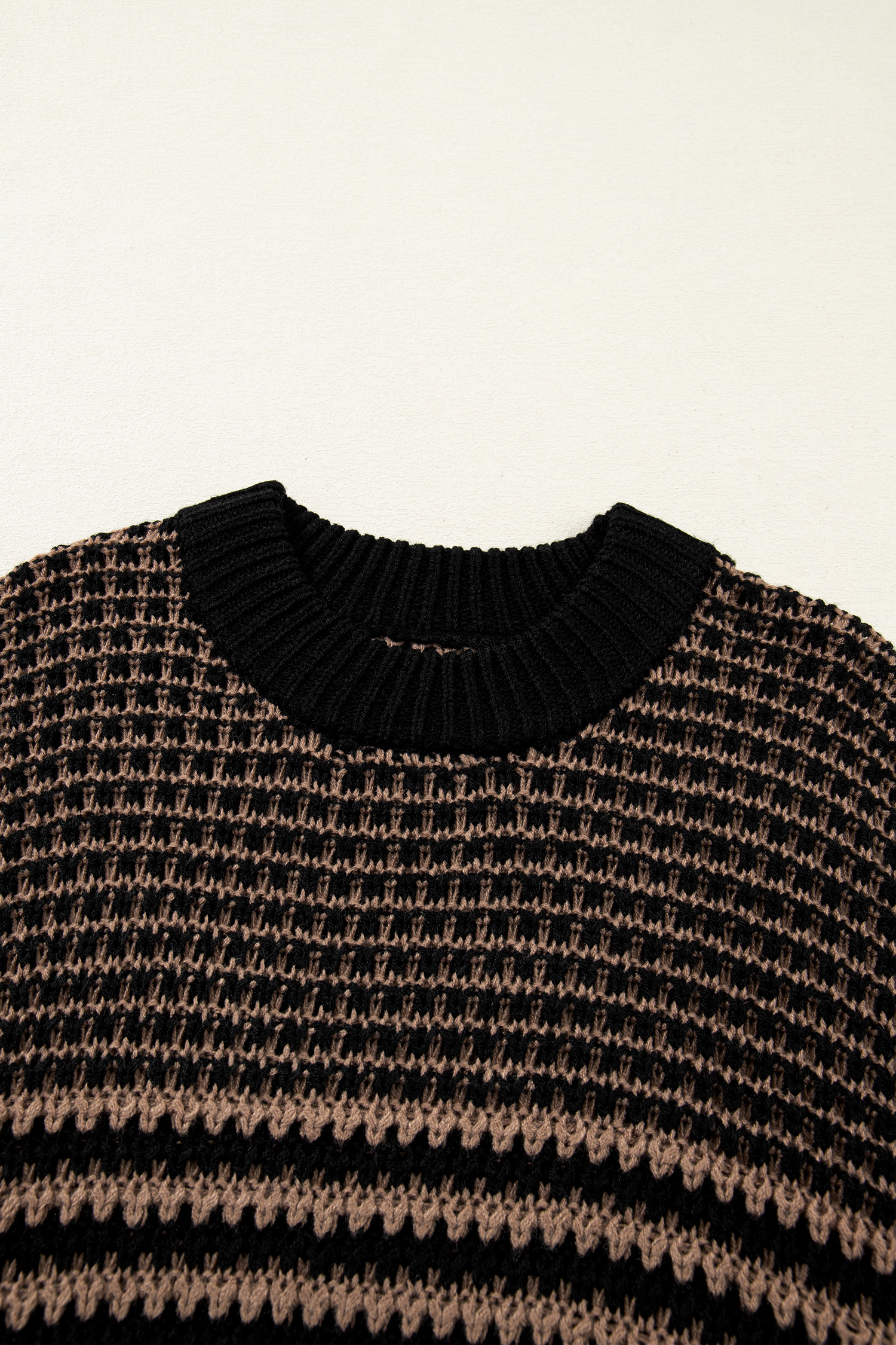 Black Stripe 3/4 Draped Sleeve Slouchy Sweater - loveforevers