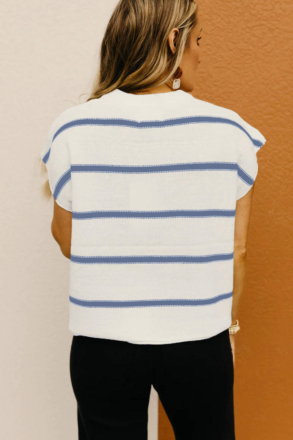 Blue Striped Batwing Sleeve Sweater Tee - loveforevers