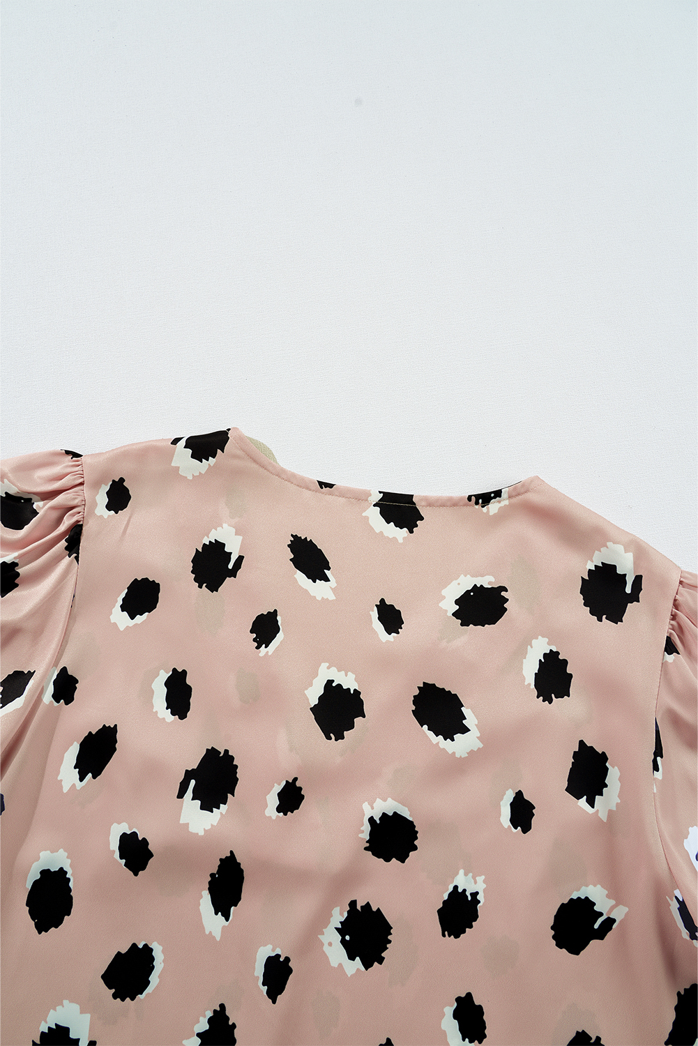 Khaki Classic Leopard V Neck Bracelet Sleeve Blouse - loveforevers
