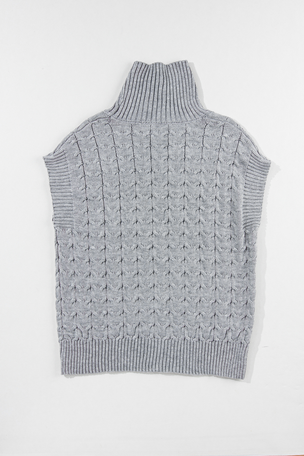 Medium Grey Cable Knit Turtleneck Batwing Sleeve Sweater - loveforevers