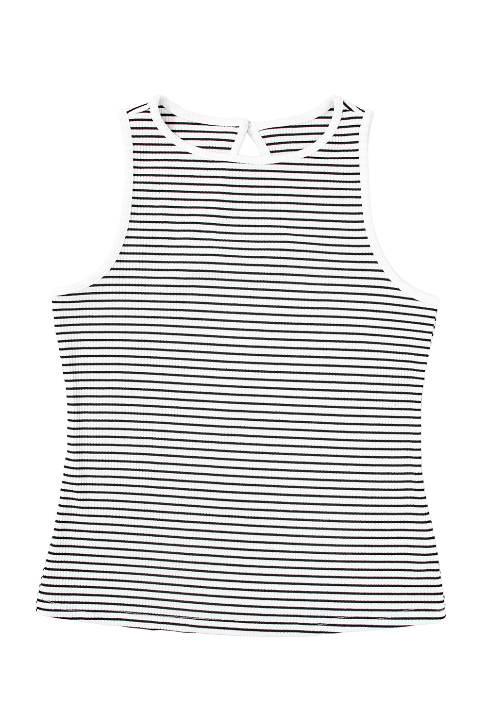 Black Striped Print Ribbed Knit Sleeveless Top - loveforevers