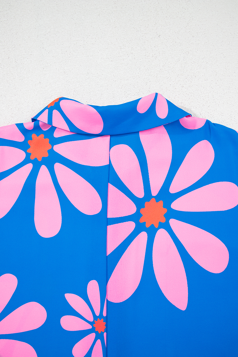 Blue Summer Flower Print Shirt Collar Button Front Loose Romper - loveforevers