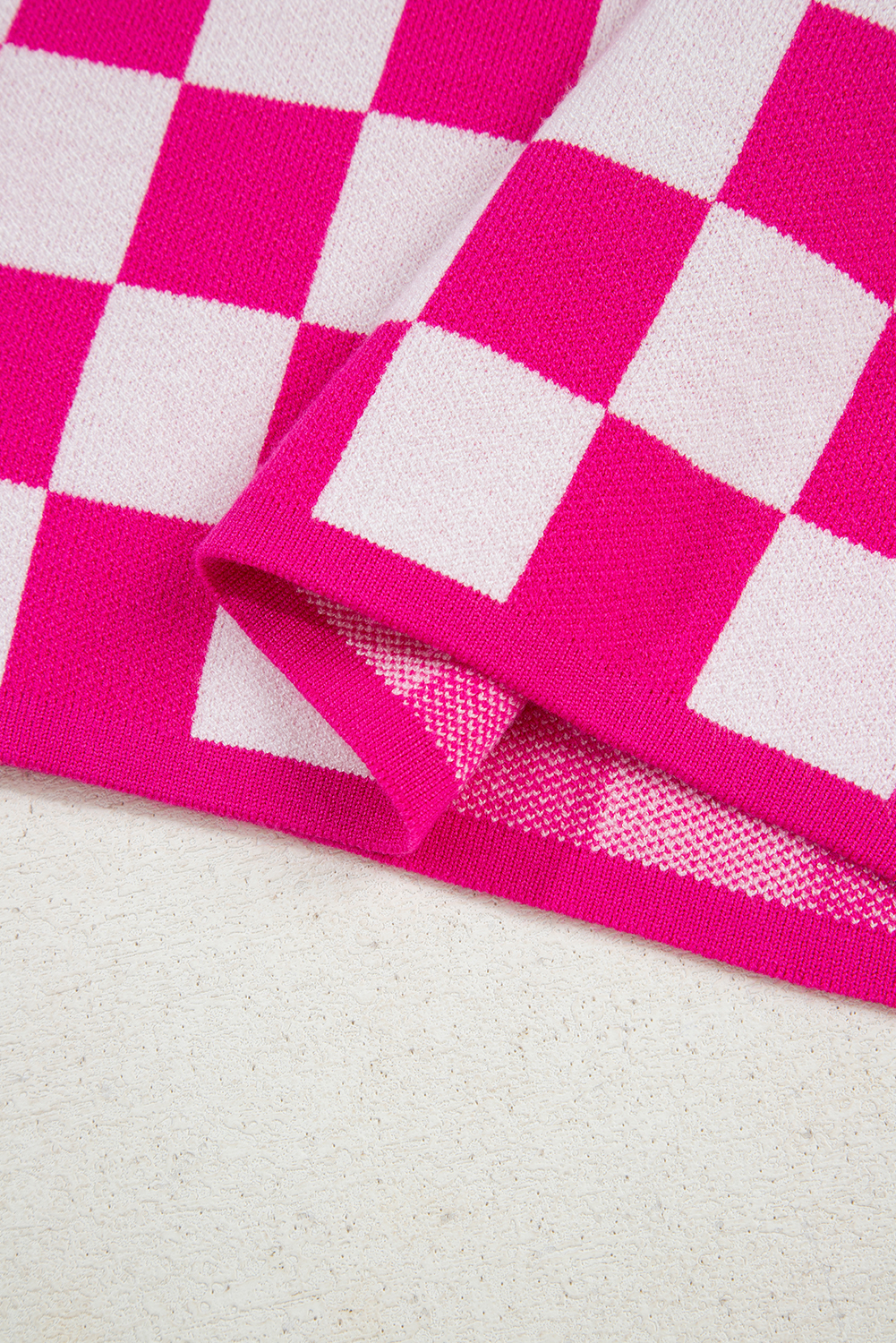 Rose Check Pattern Cap Sleeve Knitted Sweater - loveforevers