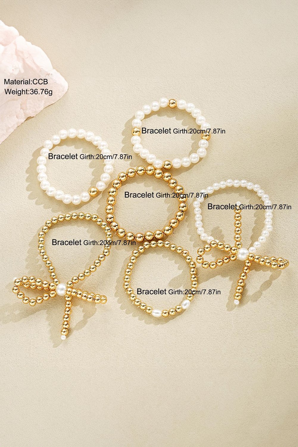 Gold Plated Alloy Pearl Beading Bow Multi-layer Bracelet - loveforevers