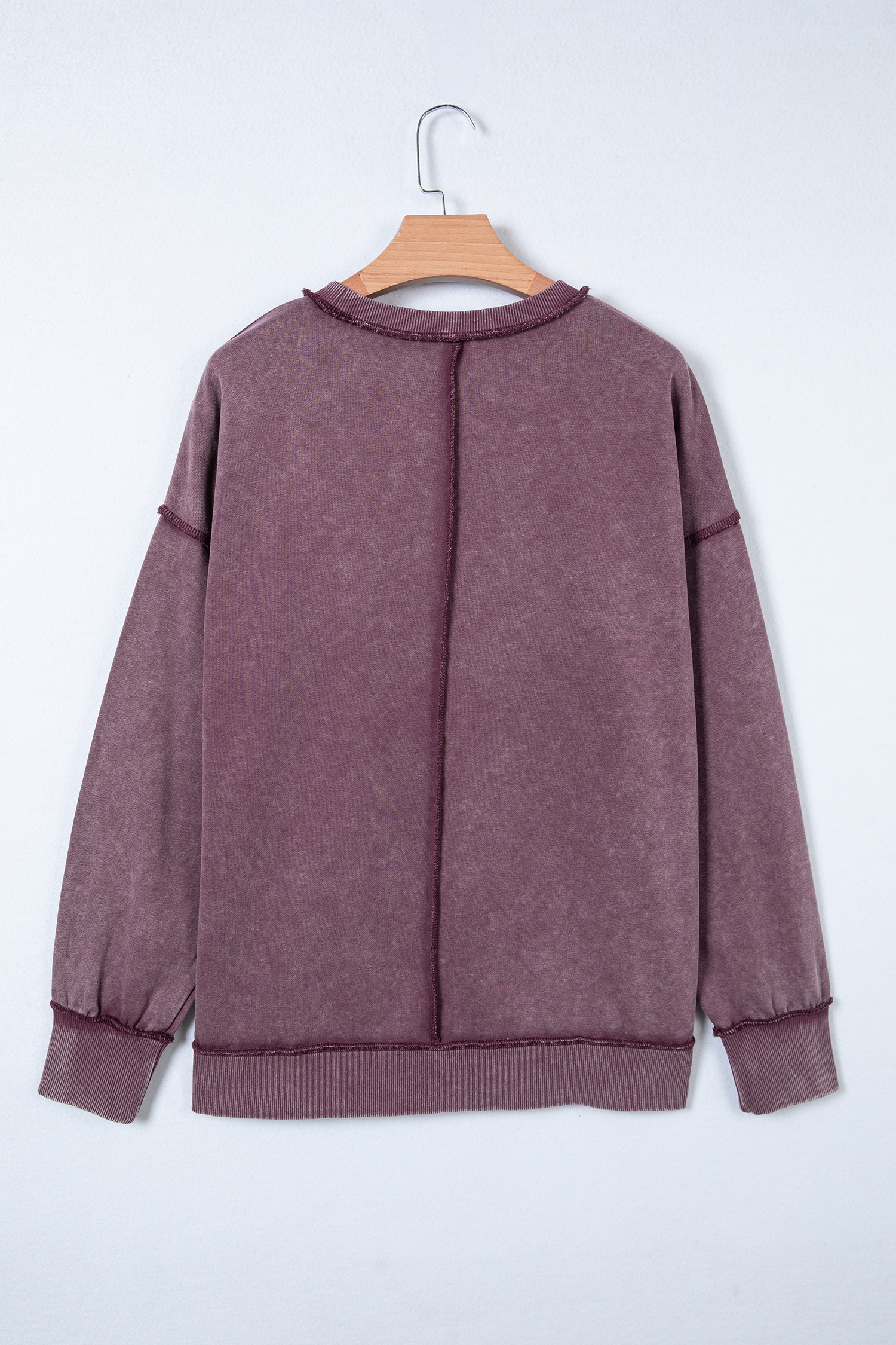 Valerian Mineral Wash Exposed Seam Side Slit Sweatshirt - loveforevers