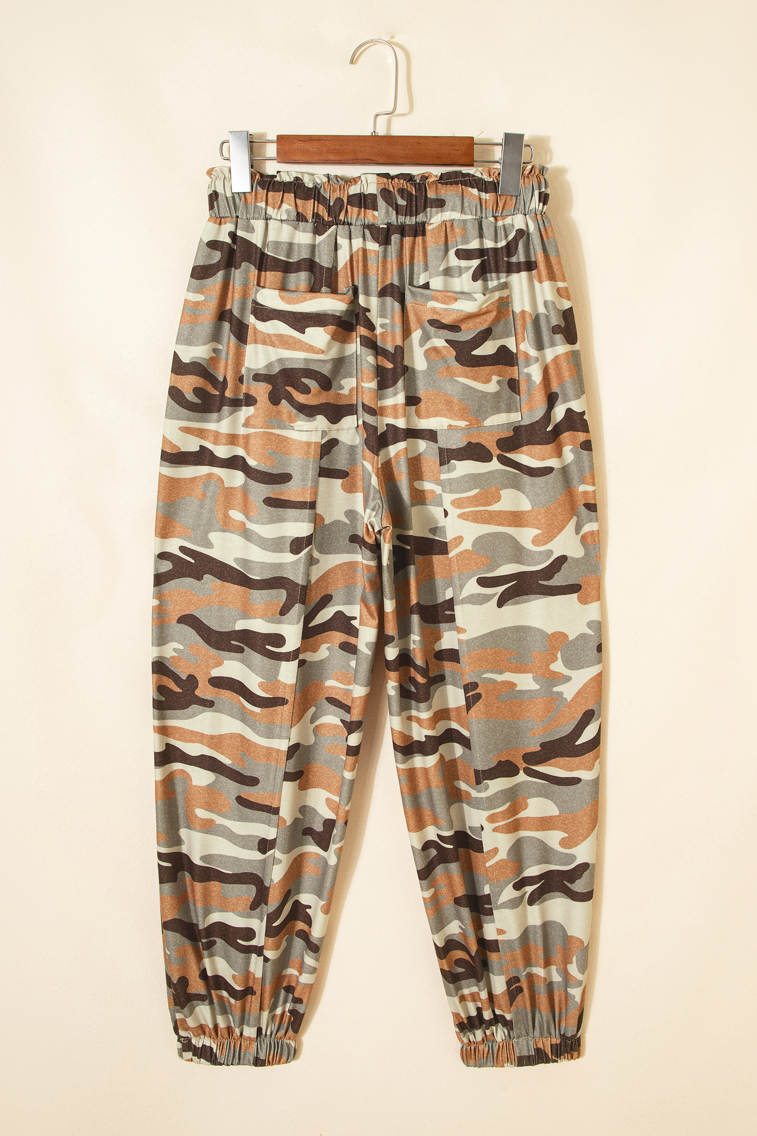 Green Camouflage Printed Drawstring Elastic Waist Jogger Pants - loveforevers